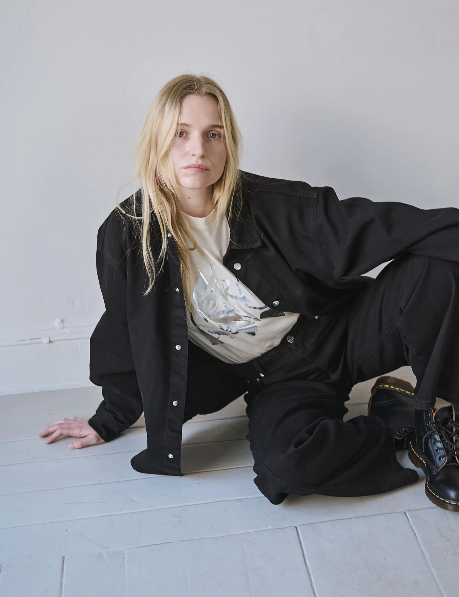 Dyed Denim Gisla Shirt, Black - Image 6