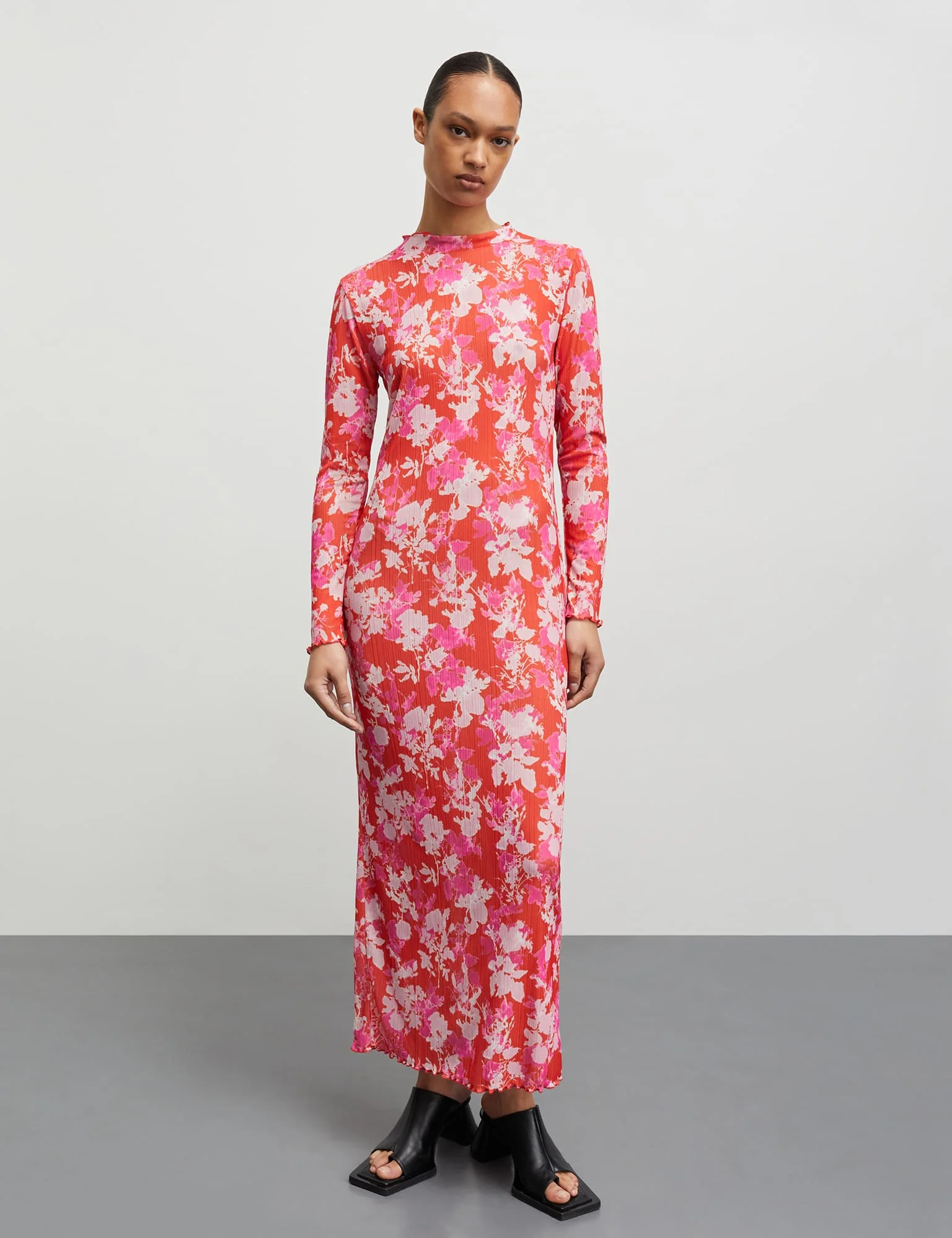 Fancy Jersey Melanie Dress, AOP Rose/Fiery Red - Image 2