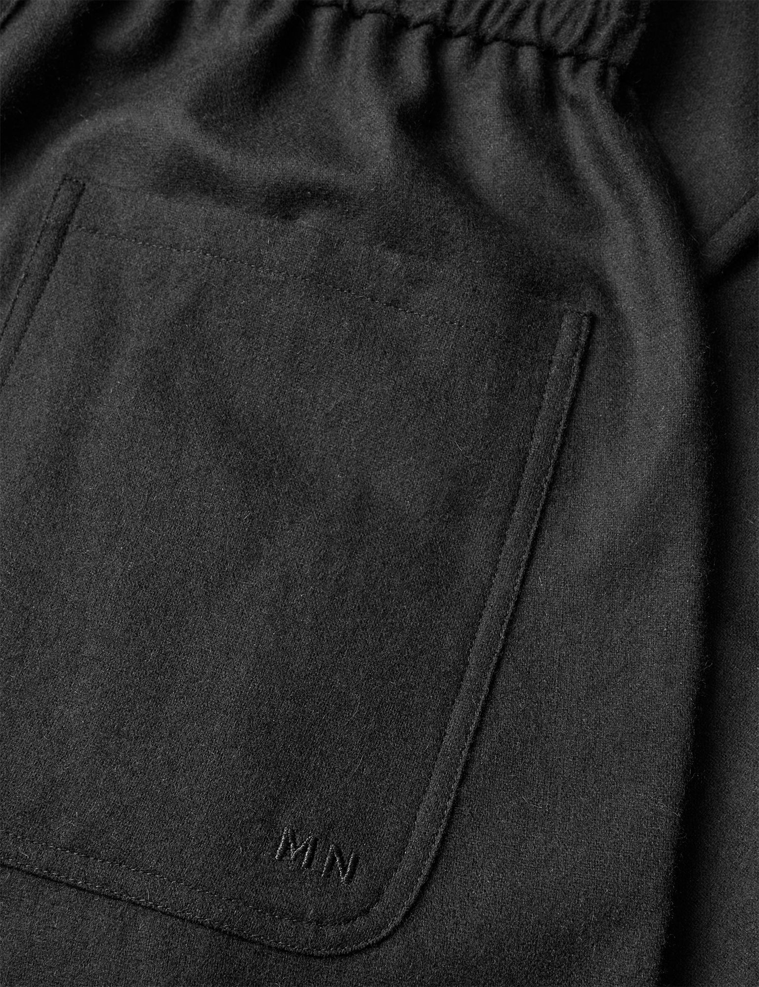 Fancy Wool Drawstring Pants, Black - Image 4