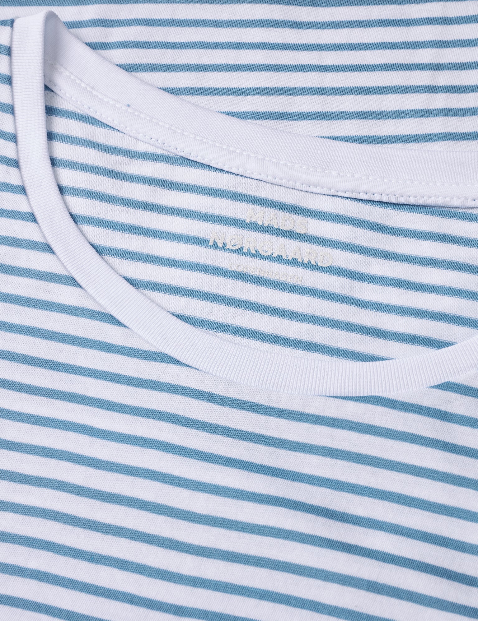Fine Jersey Stripe Teasy Tee FAV, Brilliant White/Faded Denim - Image 2
