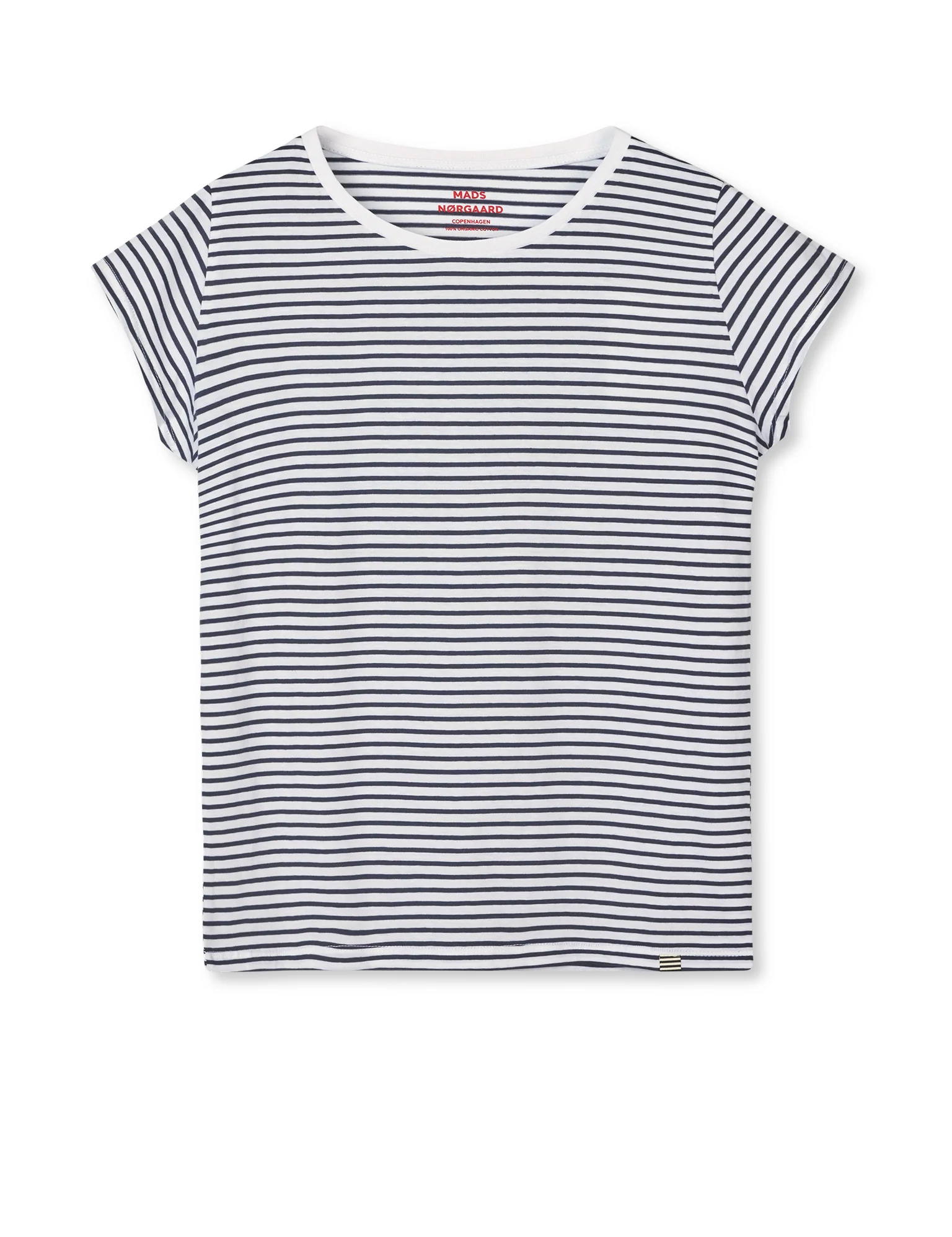 Fine Jersey Stripe Teasy Tee FAV, White/Black - Image 3