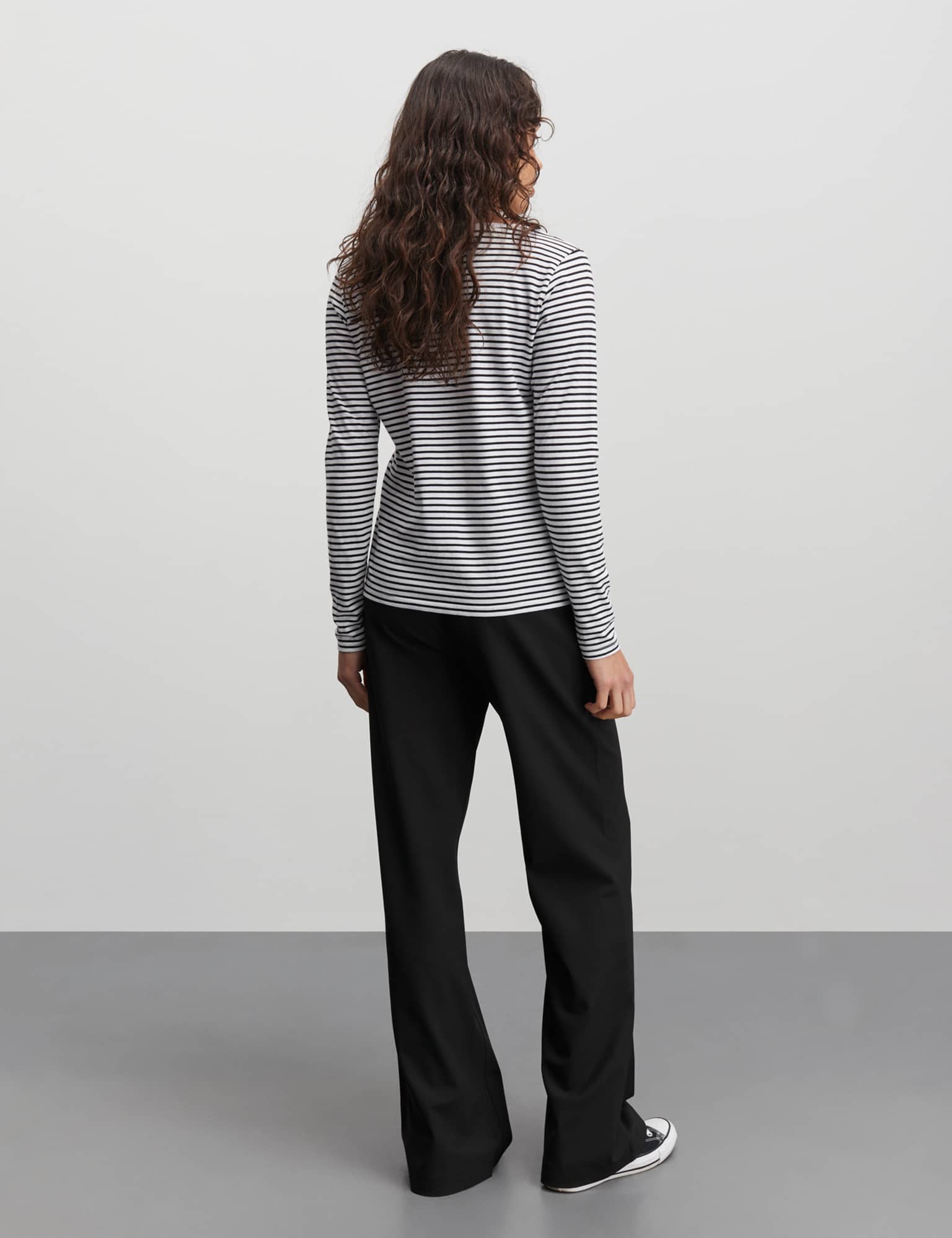 Fine Jersey Stripe Tenna Tee LS FAV, White/Black - Image 3