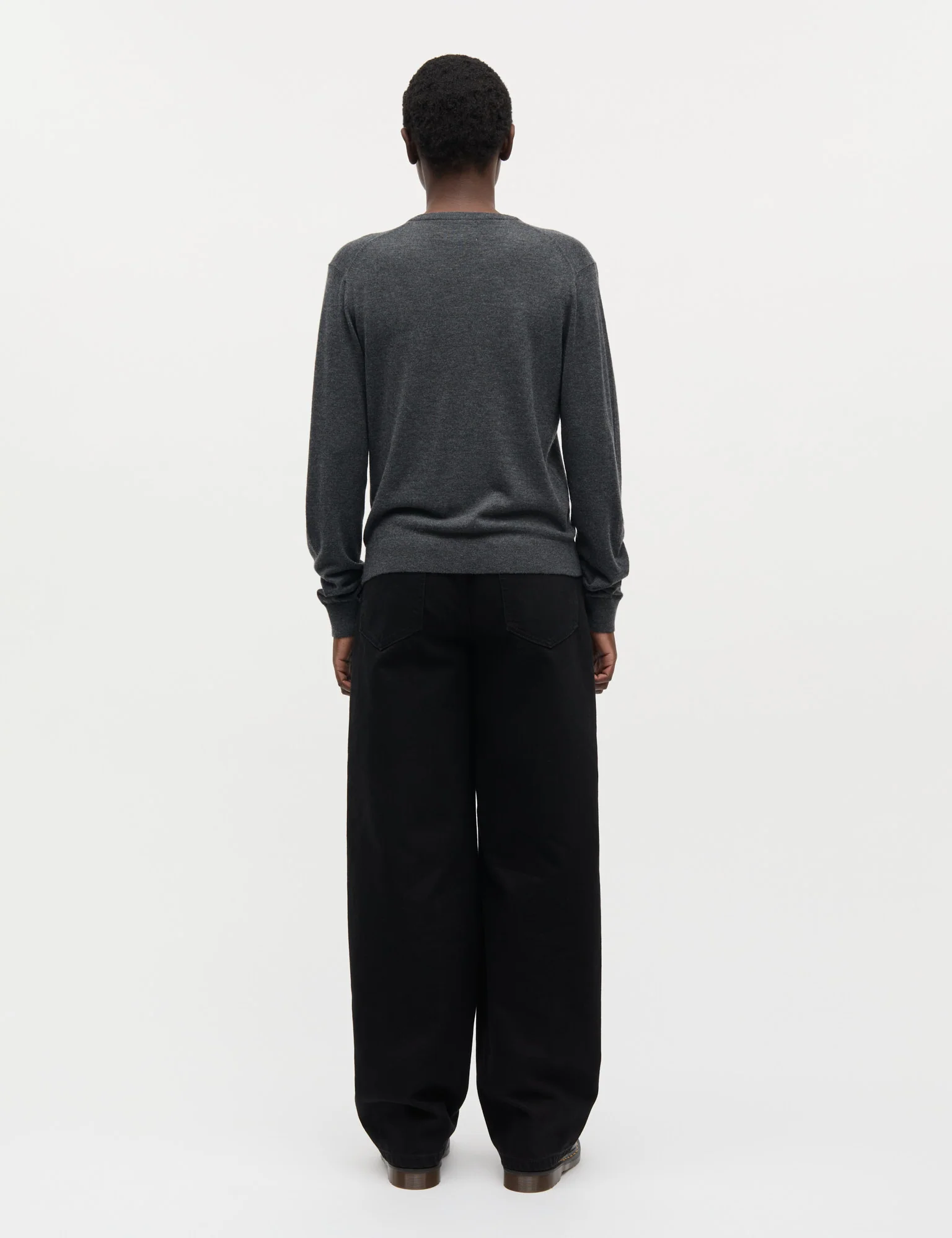 Fine Merino Charlot Cardigan, Dark Grey Melange - Image 4