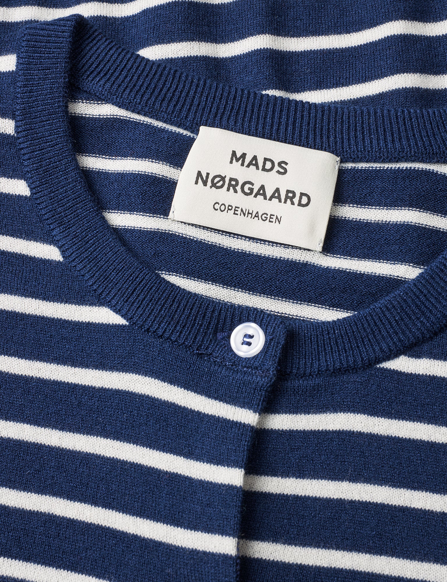Fine Merino Charlot Stripe Cardigan, Parisian Night/Vanilla Ice - Image 3