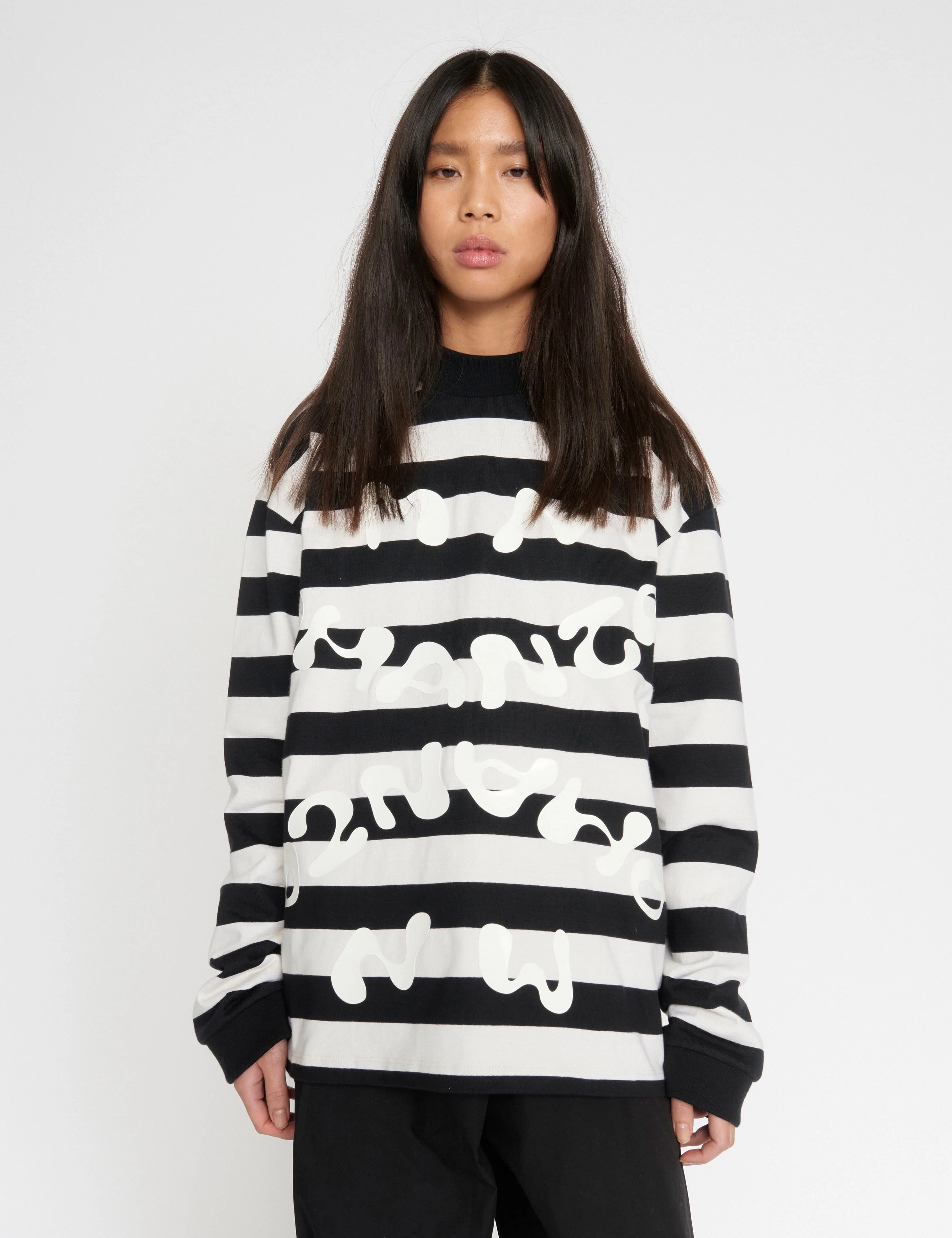 Heavy Single Stripe Jeti Tee LS, Snowwhite/Black - Image 4
