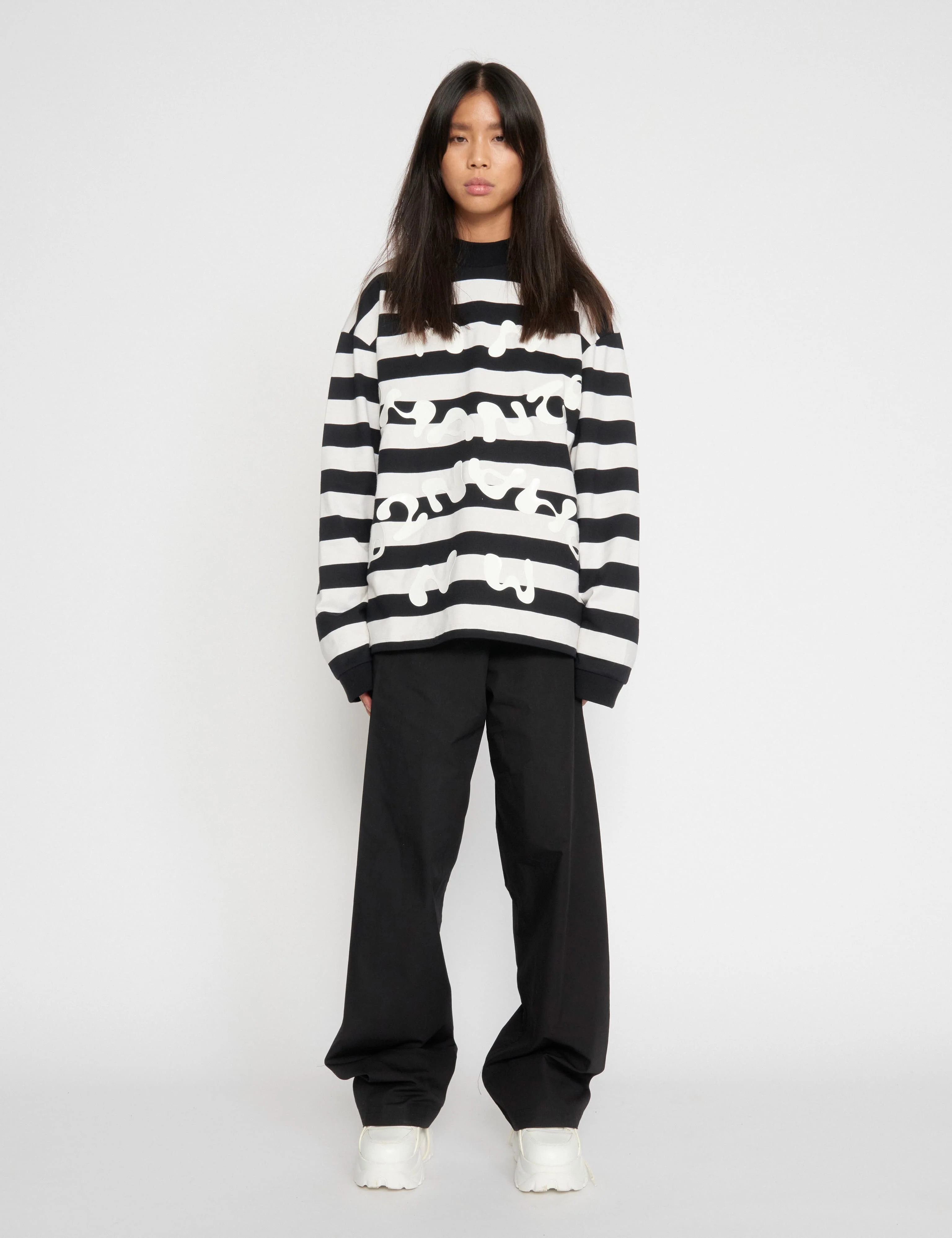 Heavy Single Stripe Jeti Tee LS, Snowwhite/Black - Image 7