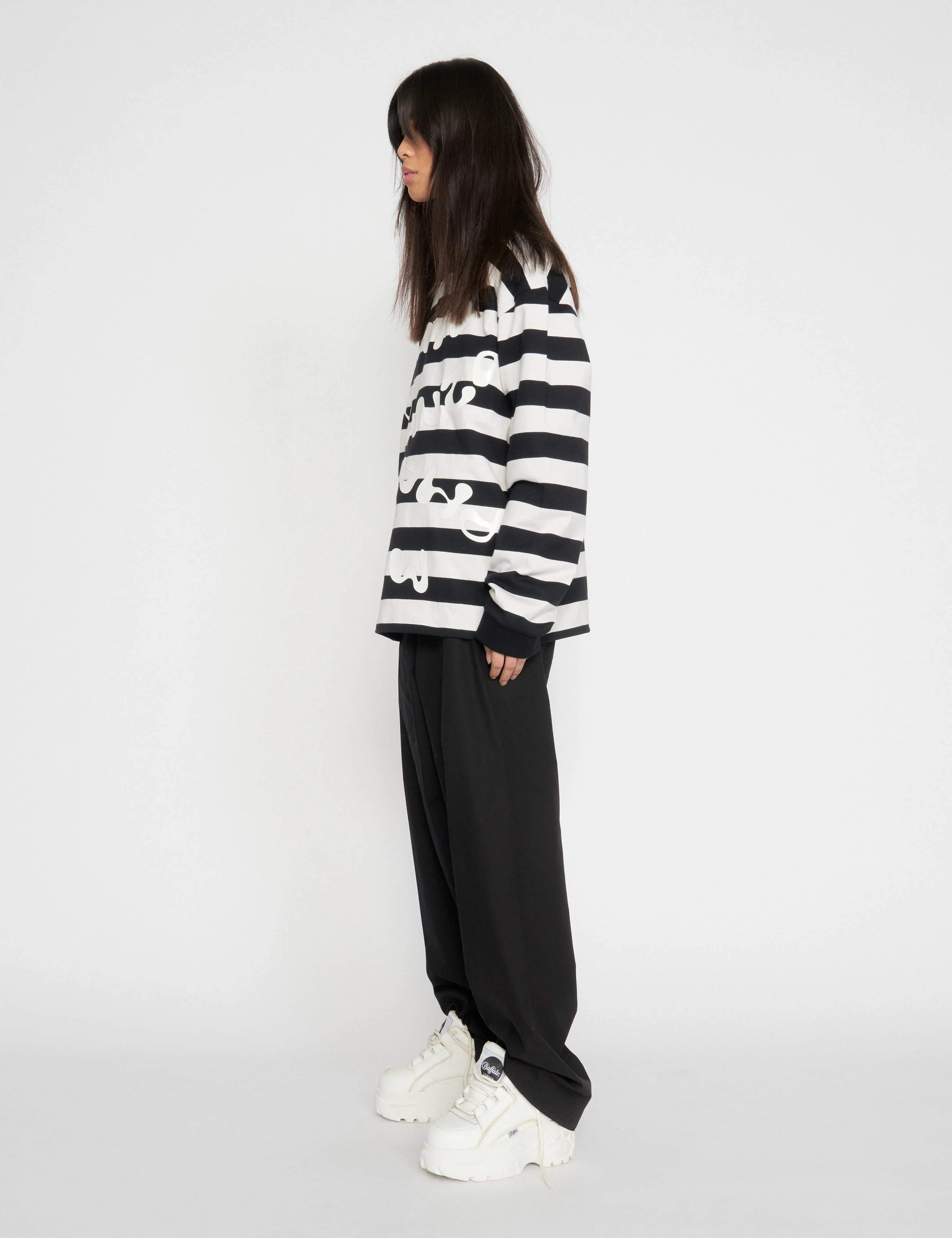Heavy Single Stripe Jeti Tee LS, Snowwhite/Black - Image 9