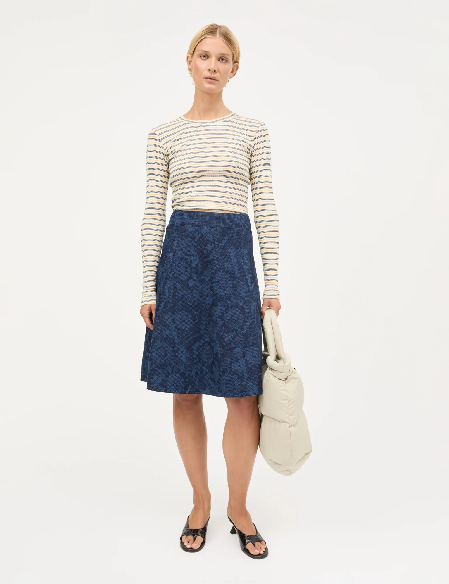 Lazor Denim Stelly Skirt, Sunflower AOP - Image 2