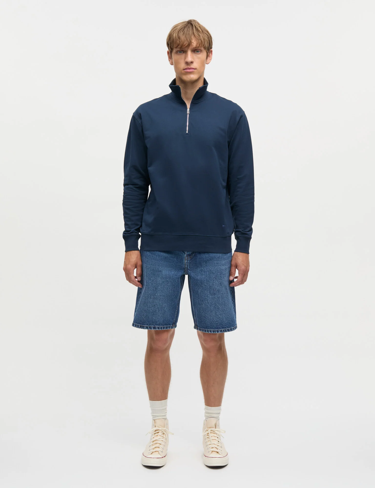 Light Terry Hans Half zip Sweat, Sky Captain - Image 2