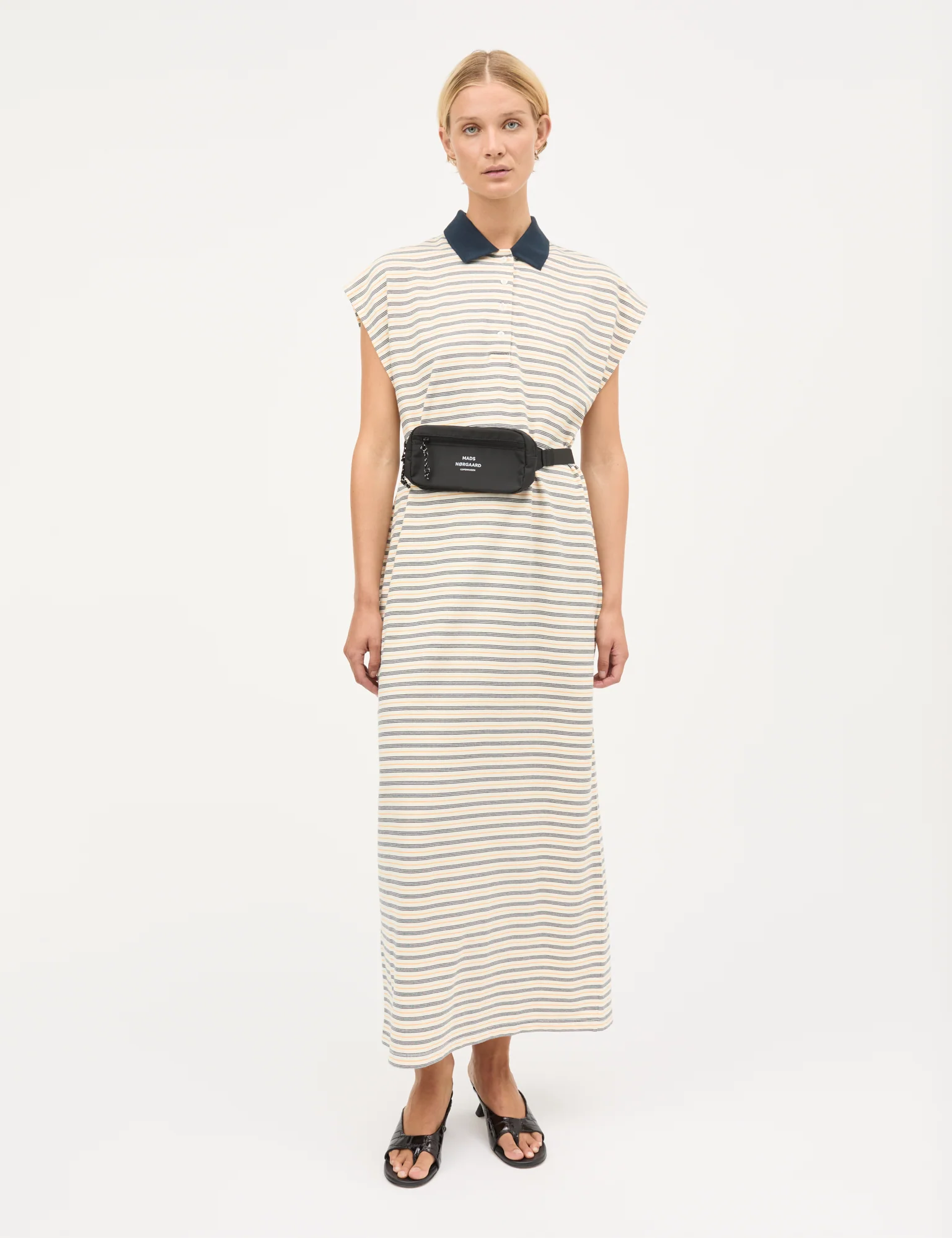 Light Terry Polly Dress, Vanilla Ice/Sky Captain/Zinnia - Image 3