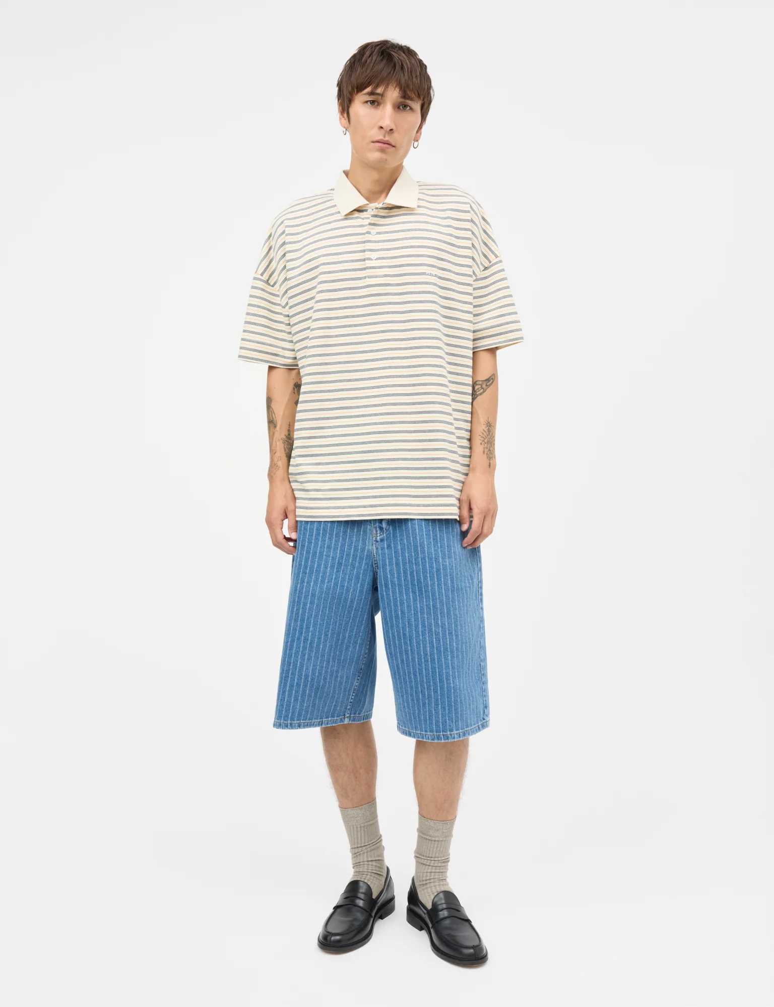 Light Terry Polo SS ST  Tee, Vanilla Ice/Sky Captain/Zinnia - Image 2