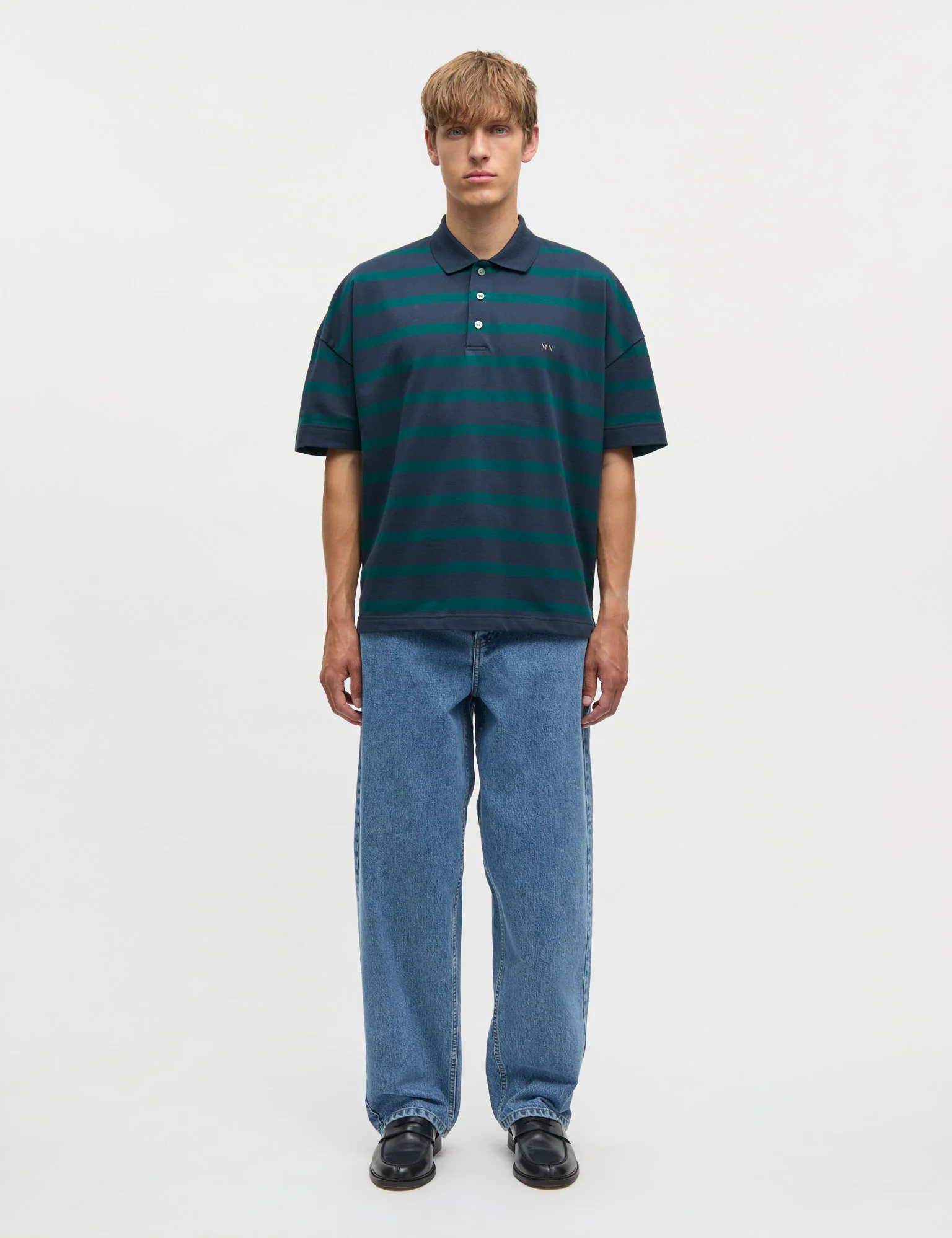 Light Terry Polo ST Tee, Sky Captain/Deep Sea ST. - Image 2