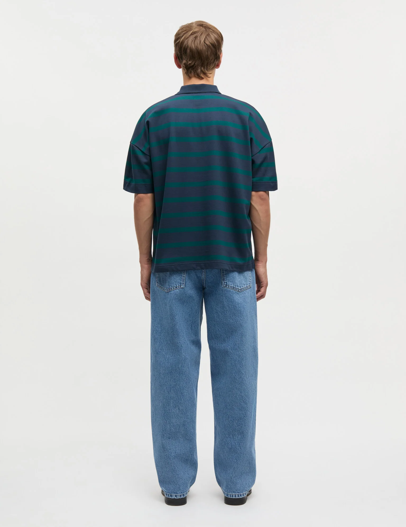 Light Terry Polo ST Tee, Sky Captain/Deep Sea ST. - Image 4