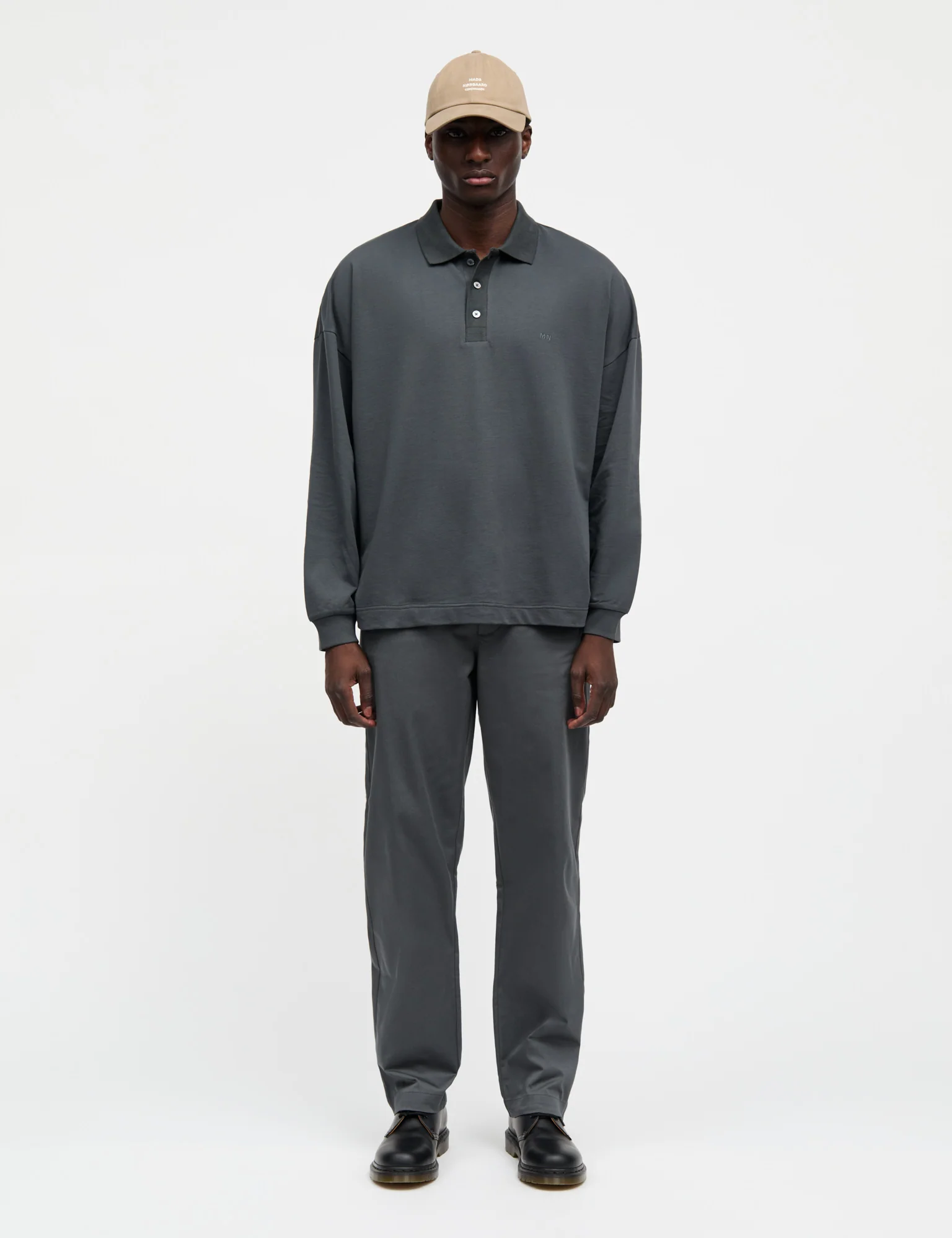Light Terry Polo Sweat, Asphalt - Image 2