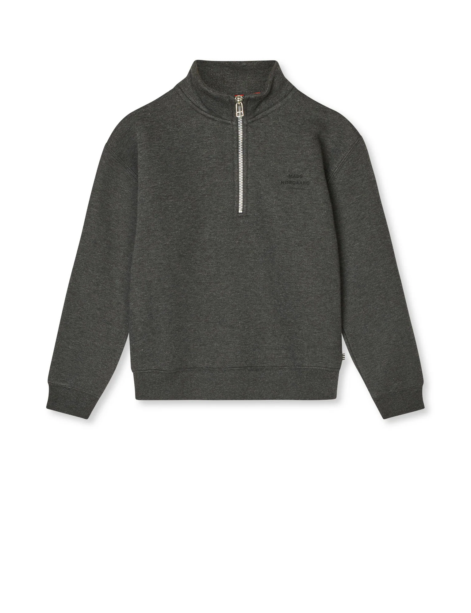 Mix Sweat Crewie Half Zip Sweatshirt, Charcoal Melange