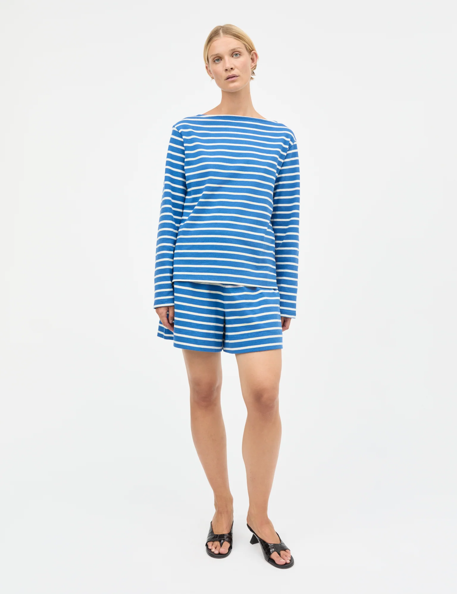 Pablo Gabi Tee LS, Vanilla Ice/Bright Cobalt