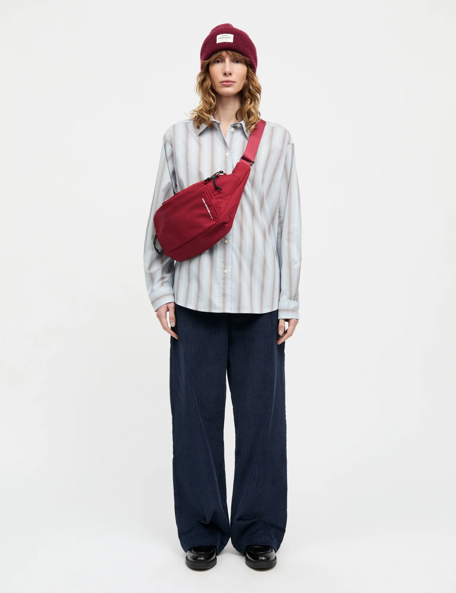 Poplinda Crelly Shirt, Shadow Pinstripe/Winery - Image 2