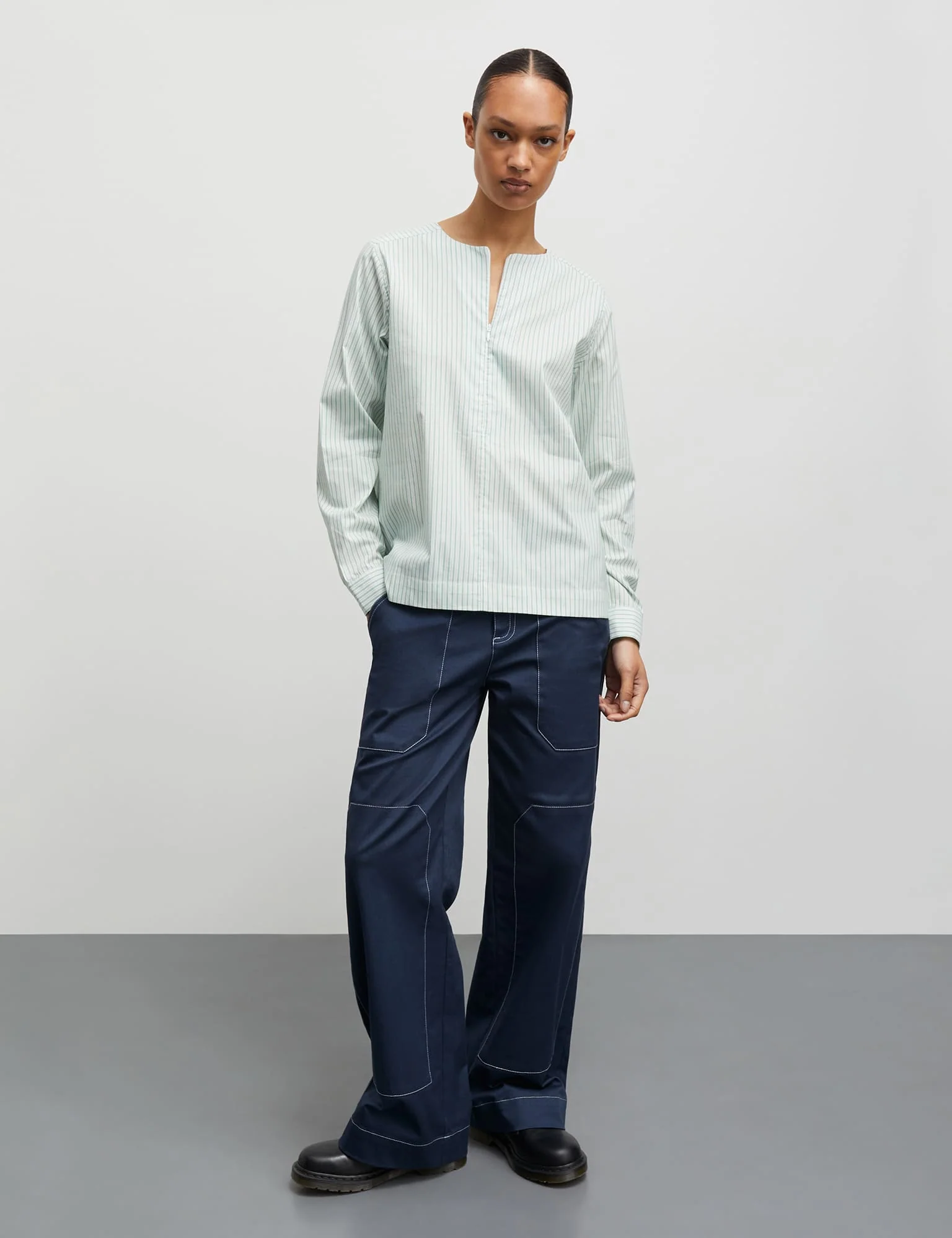 Poplinda Dana Shirt, Pinstripe/Verdant Green - Image 2