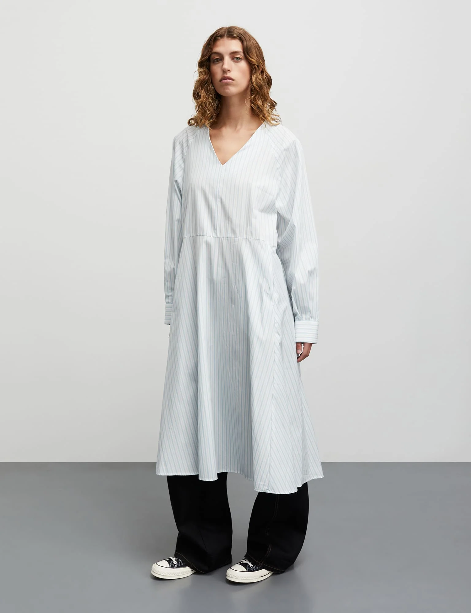 Poplinda Esme Dress, Pinstripe/Cashmere Blue - Image 2