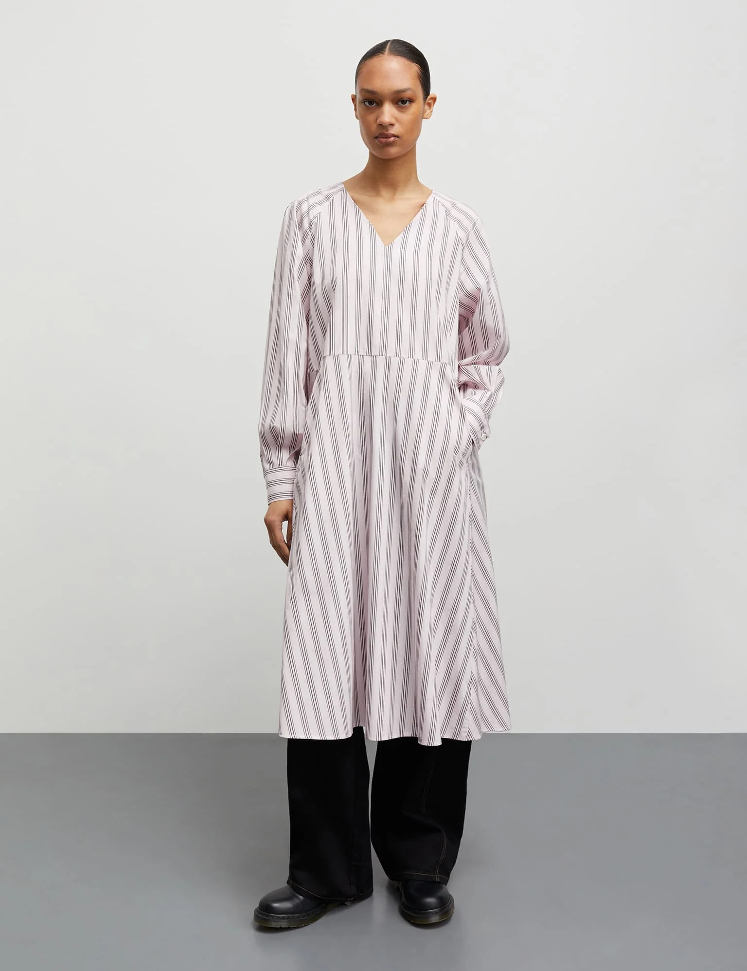 Poplinda Esme Dress, Pinstripe/Parfait Pink - Image 2