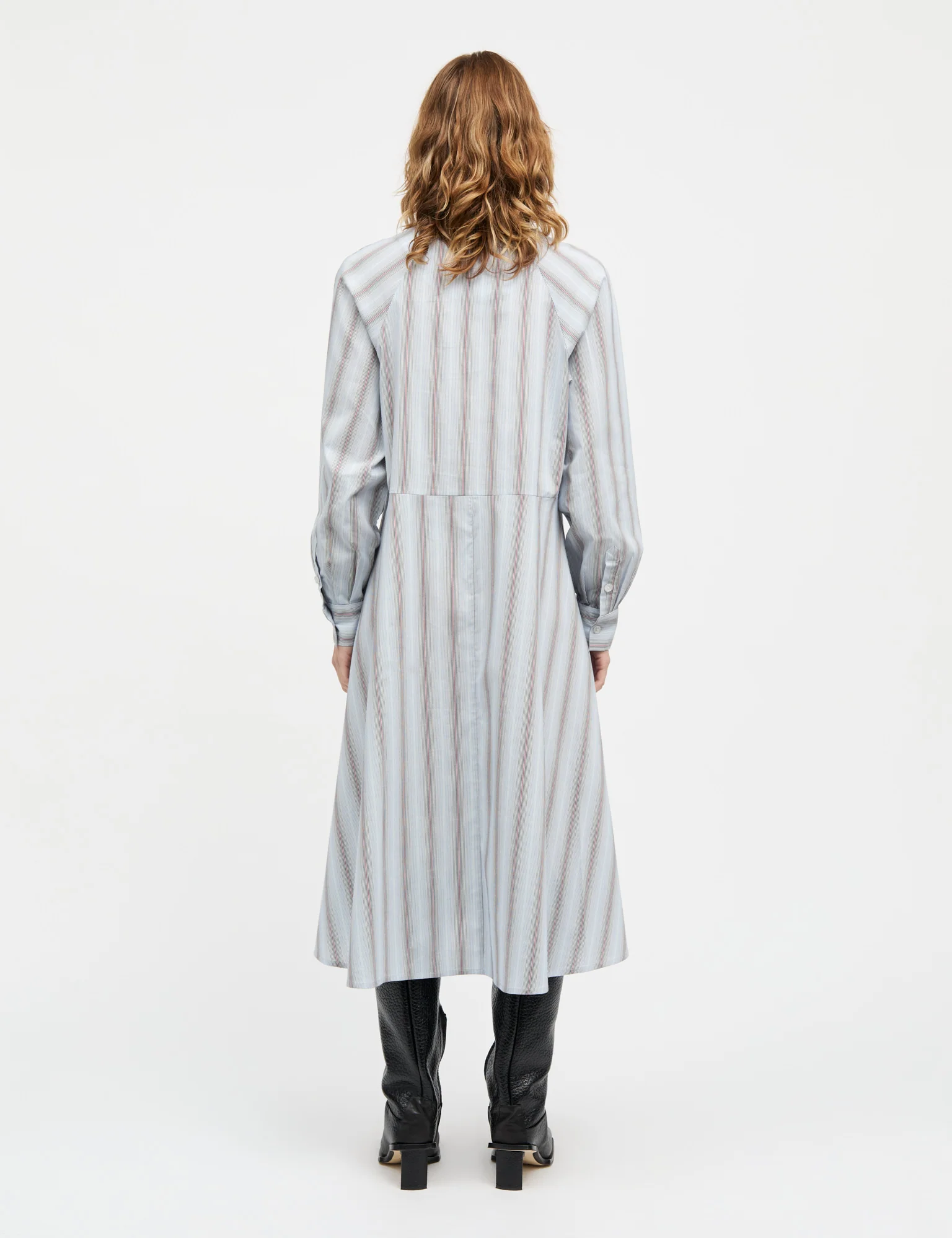 Poplinda Esme Dress, Shadow Pinstripe/Winery - Image 4