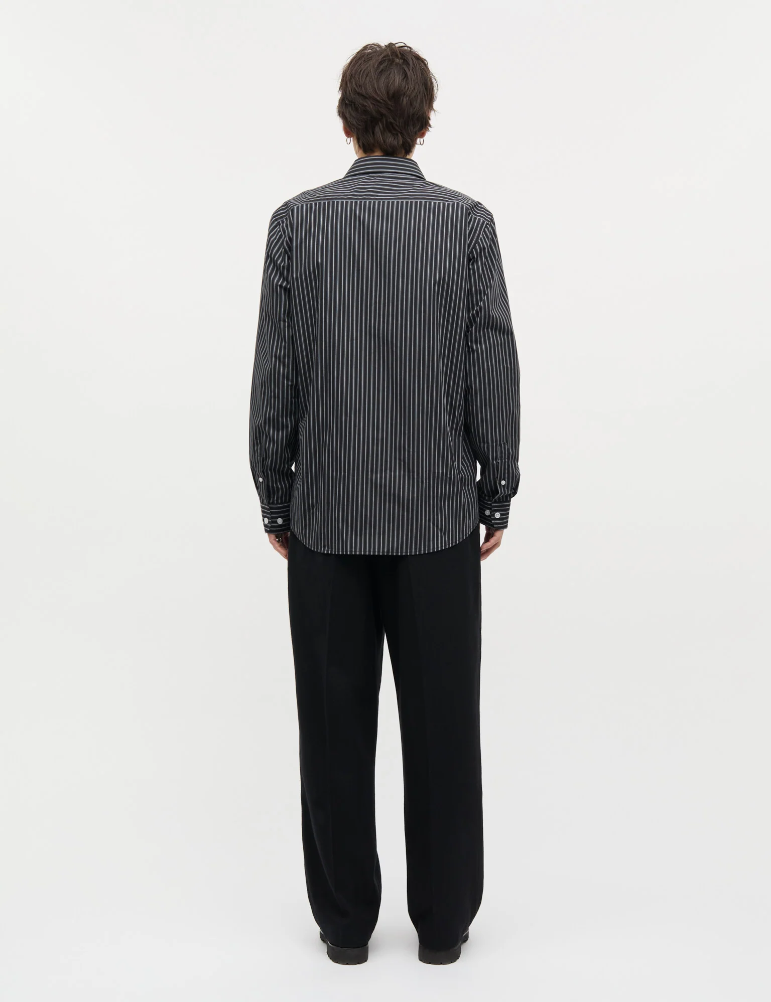 Prime Cotton Poplin Sune Shirt, Black/White/Asphalt ST. - Image 4
