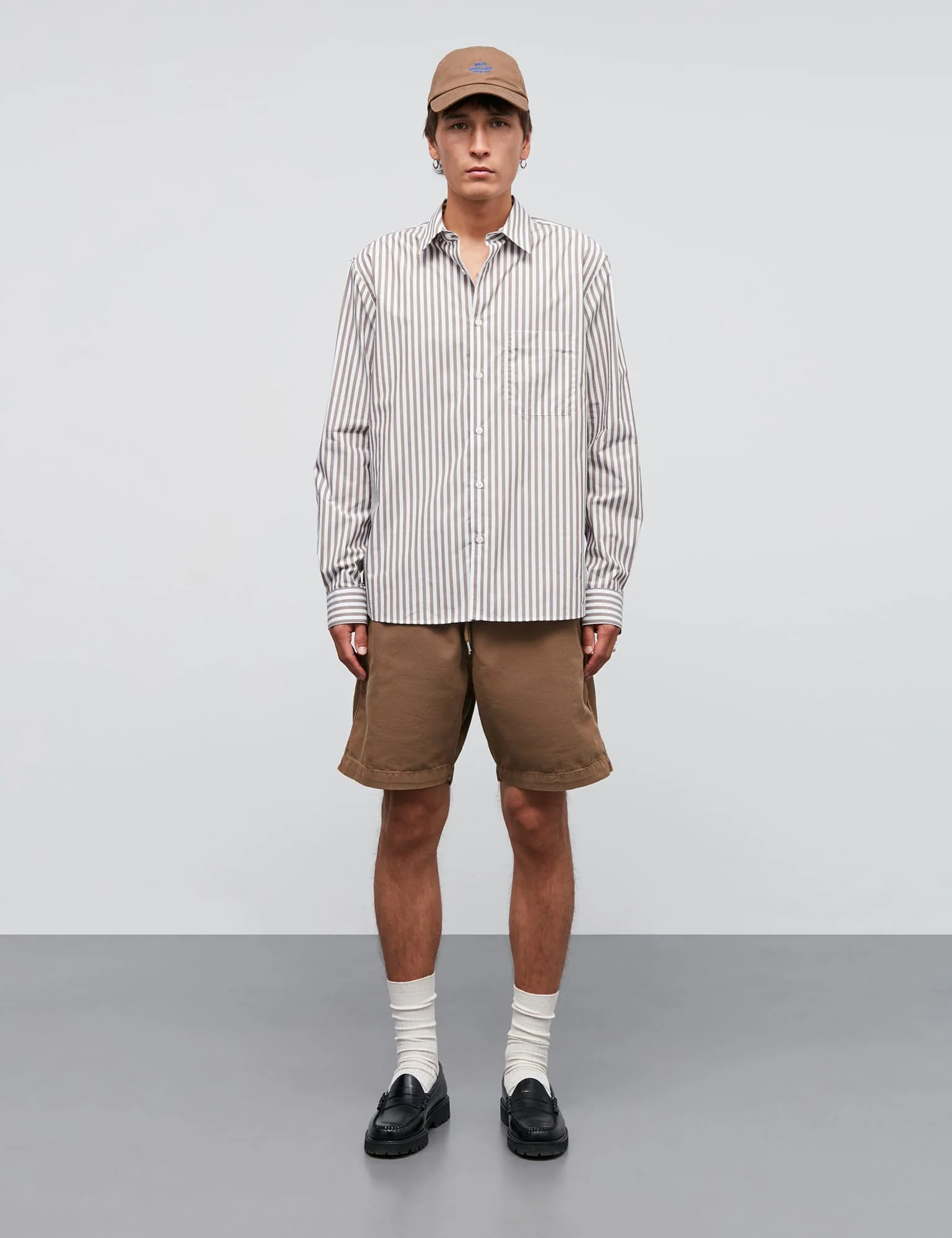 Prime Cotton Poplin Sune Shirt, Kangaroo/White - Image 2