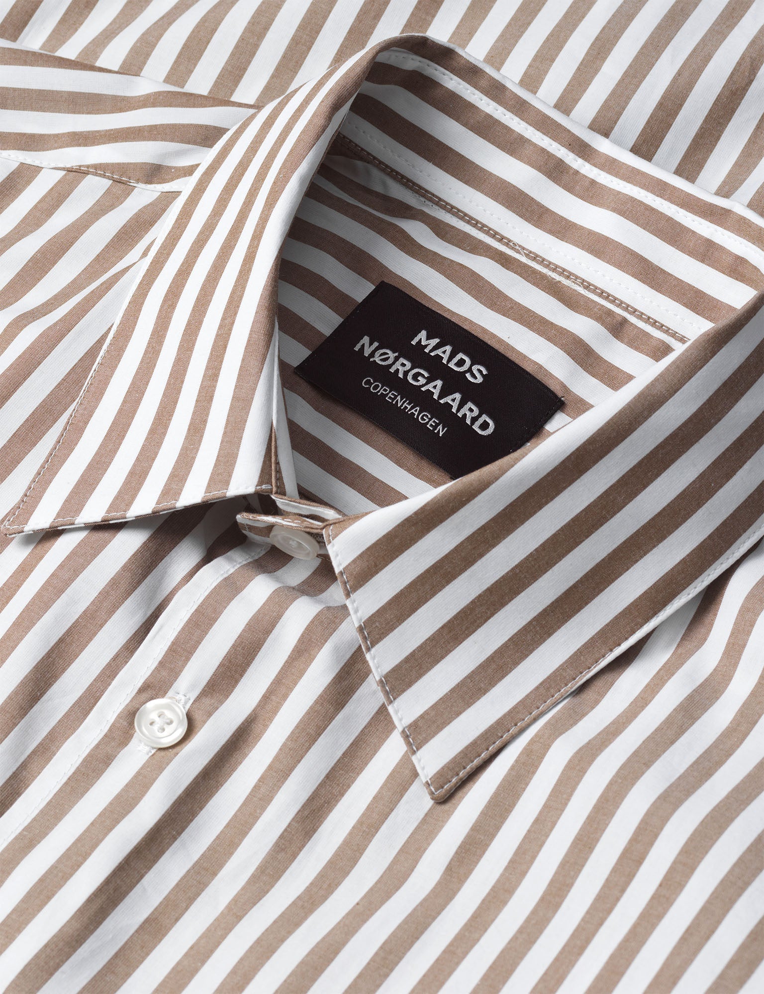Prime Cotton Poplin Sune Shirt, Kangaroo/White - Image 3