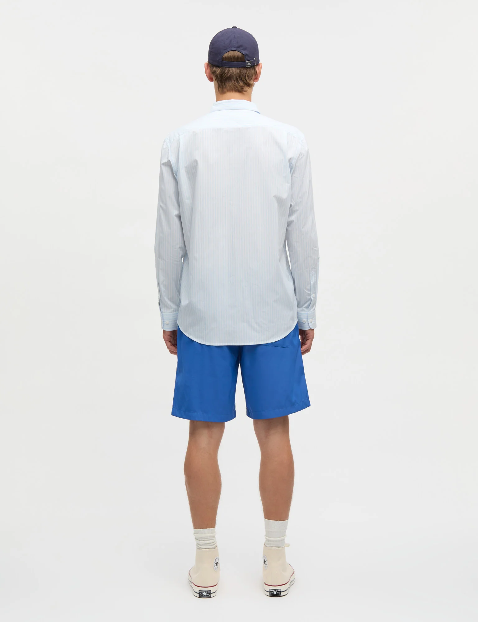 Prime Cotton Poplin Sune Shirt, Light Blue Stripe - Image 3