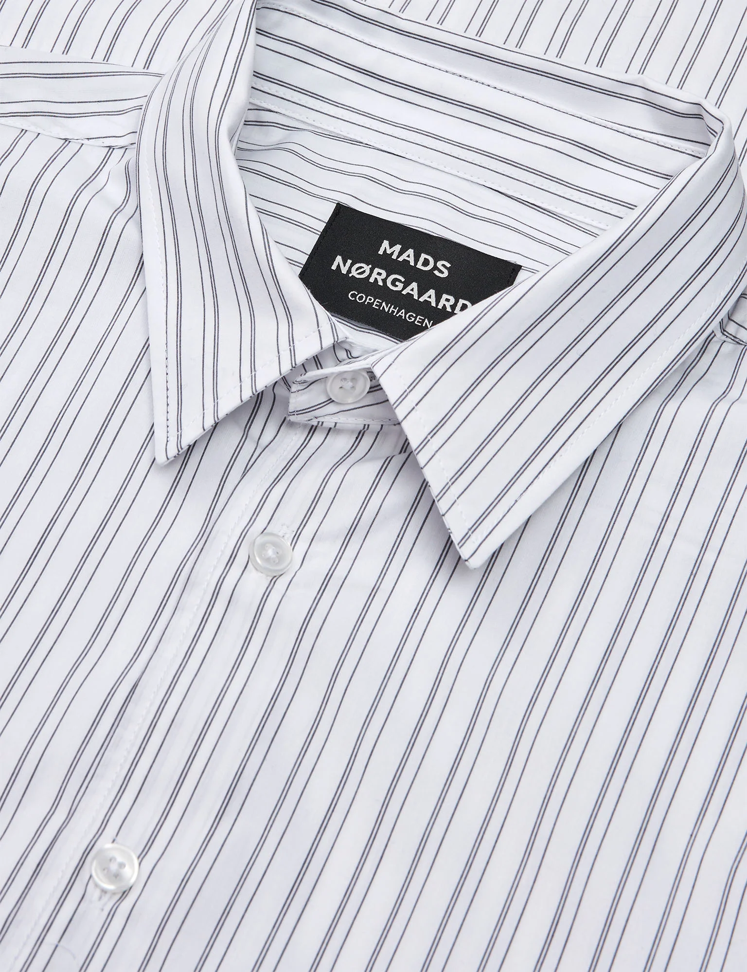 Prime Cotton Poplin Sune Shirt, White/Asphalt Stripe - Image 3