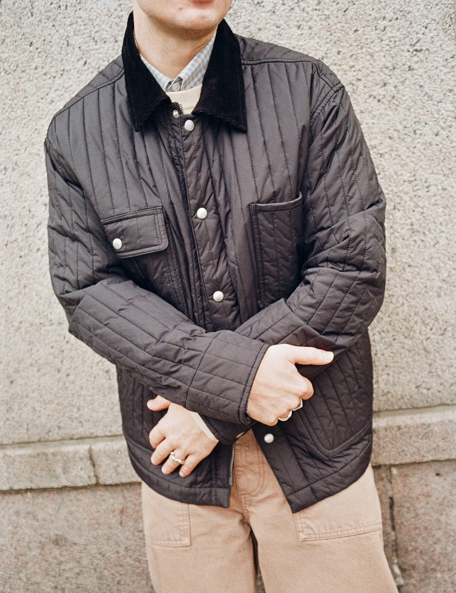 Quilt Chore Jacket, Black - Image 3