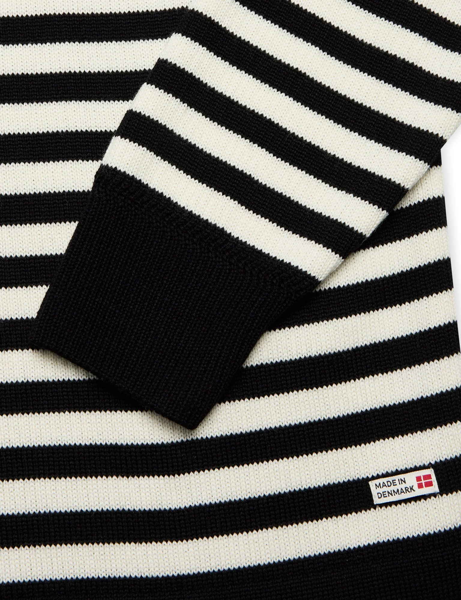 Sailor Wool Cast Sweater, Black / White Alyssum - Image 3