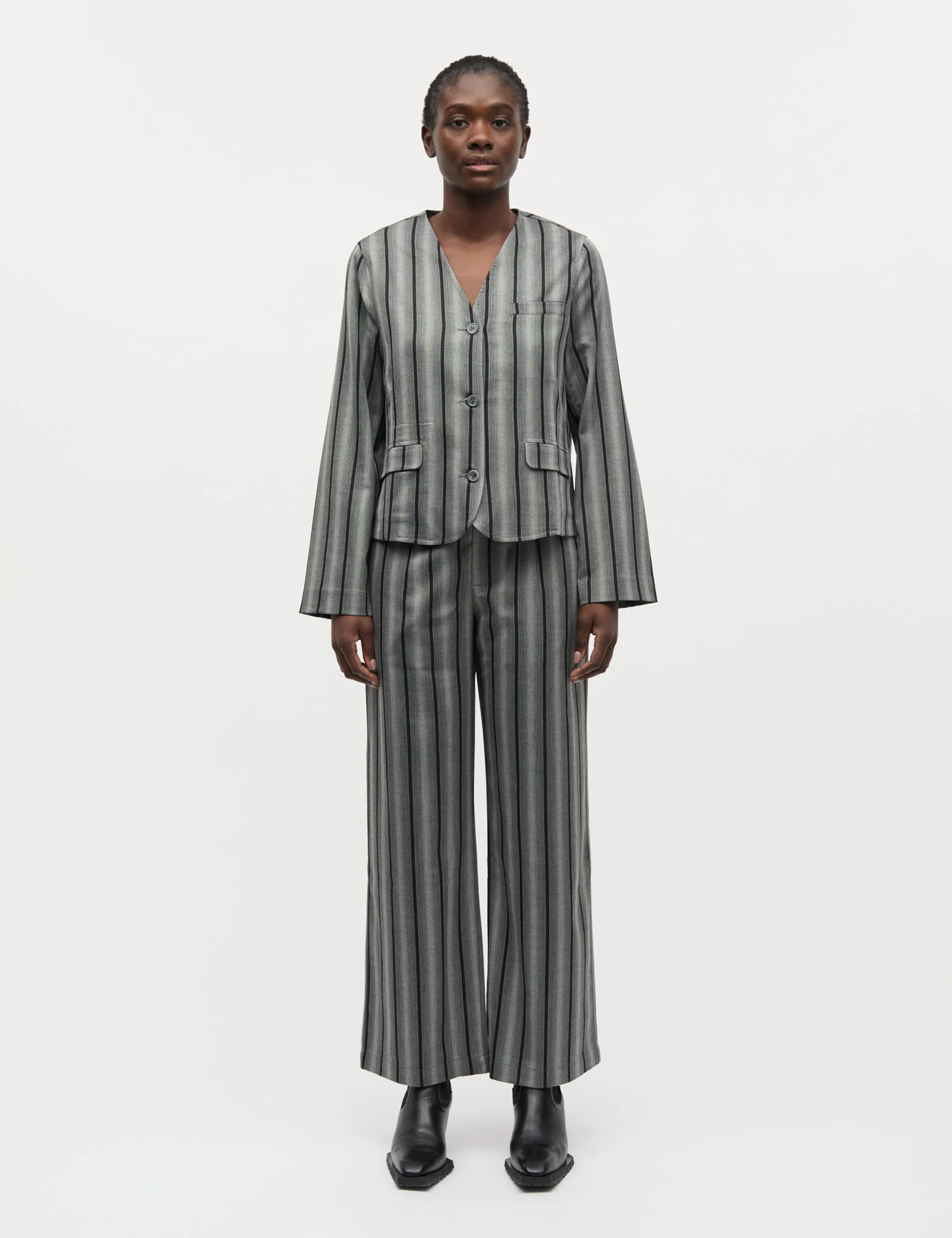 Saul Carla Pants, Pinstripe/Asphalt - Image 2