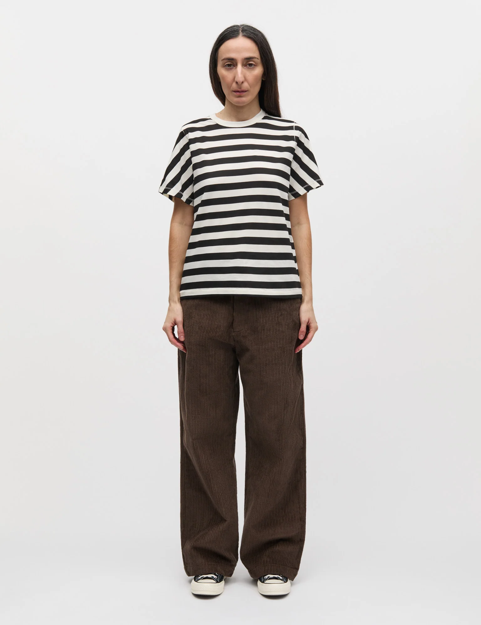 Single Cotton Grace Tee, Black/Snow White - Image 2