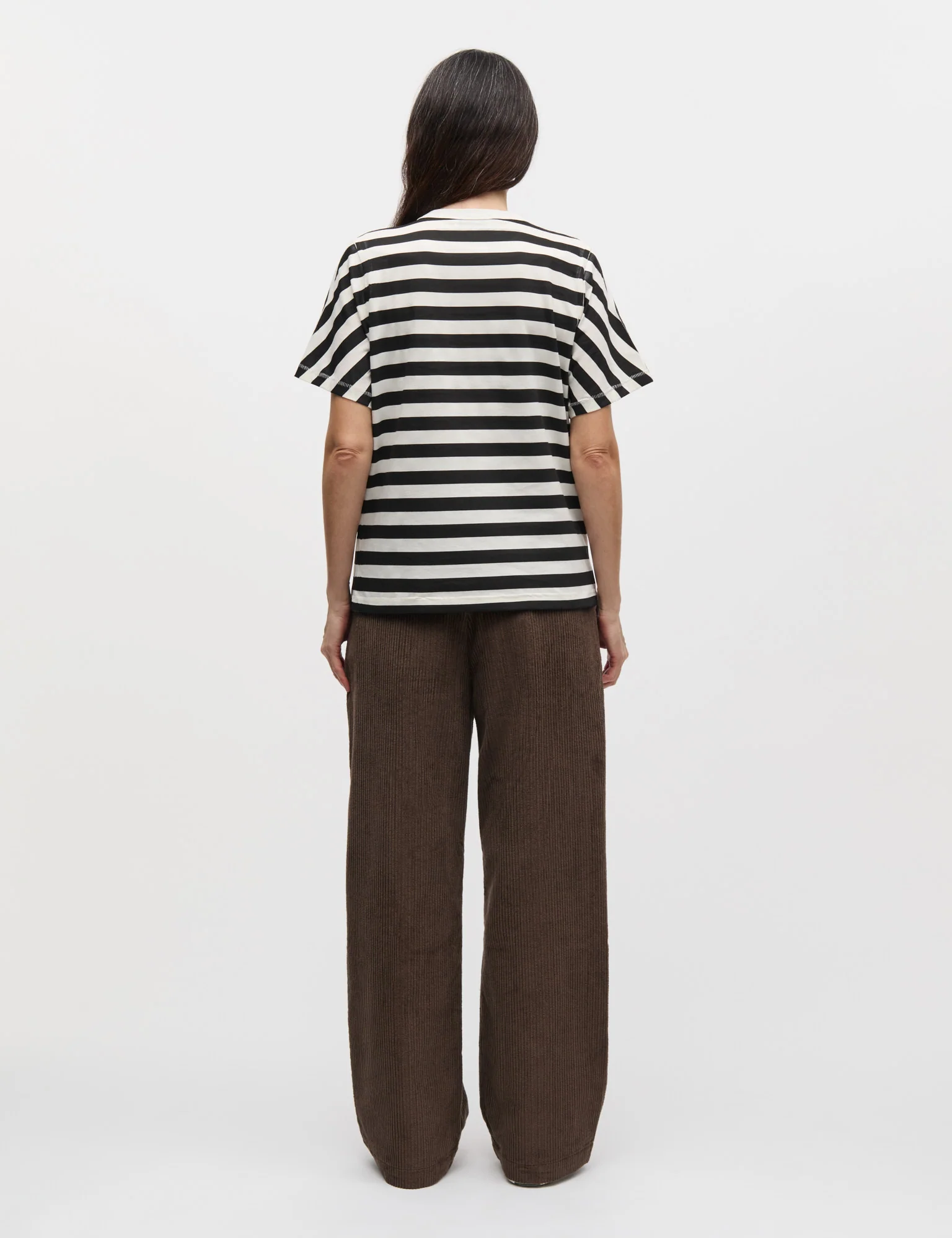 Single Cotton Grace Tee, Black/Snow White - Image 4