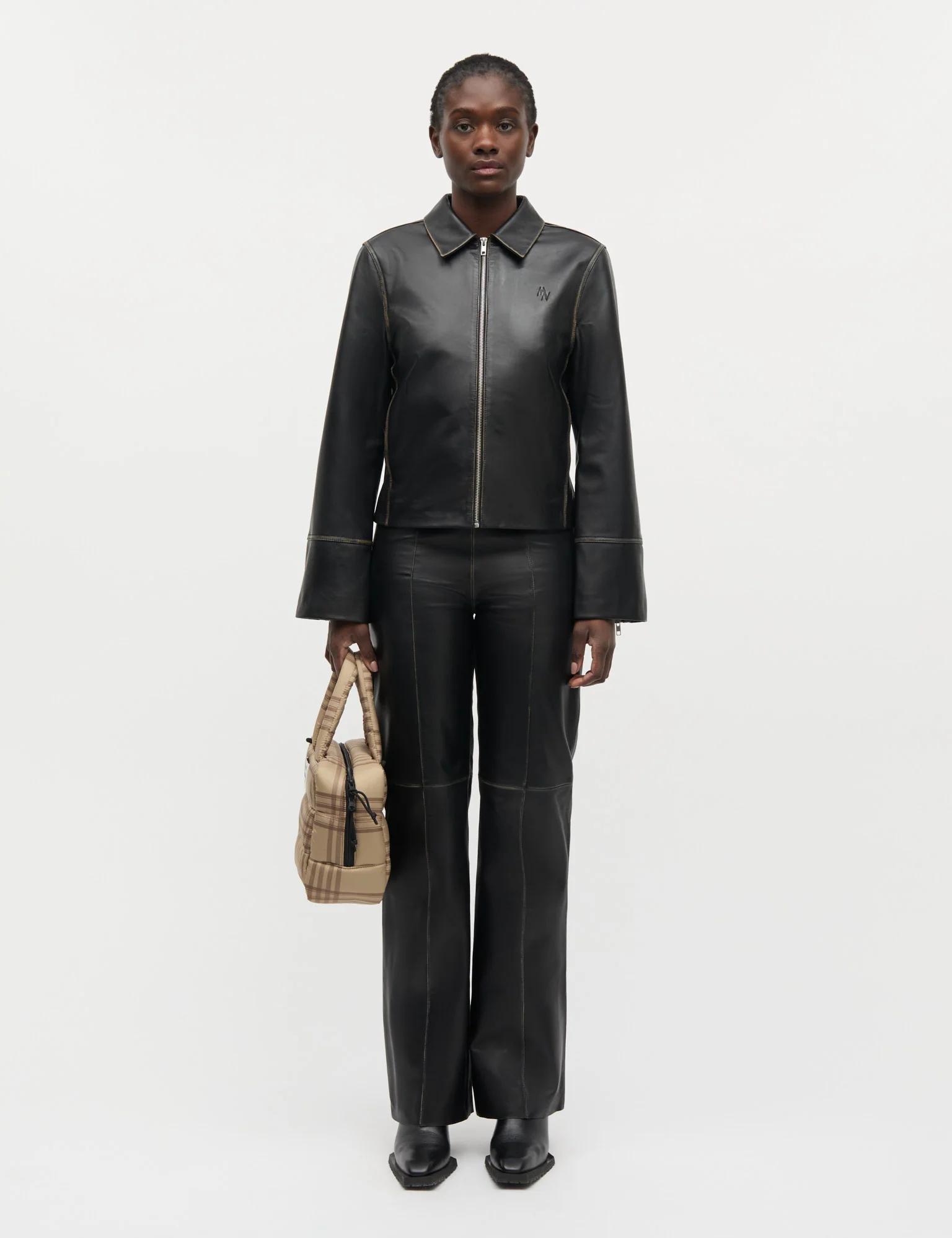 Smooth Leather Pirla Pants, Black - Image 2