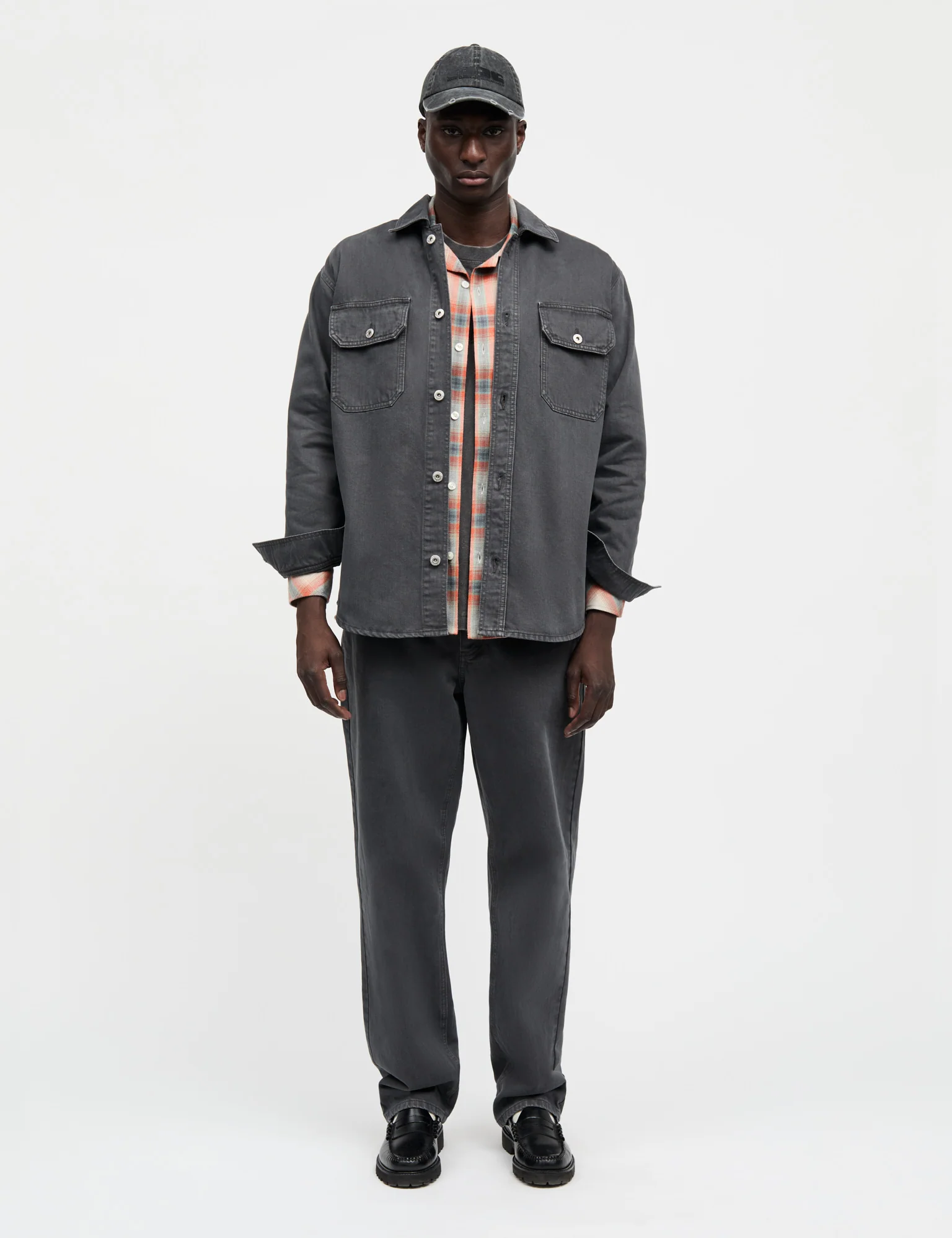 Soil Denim August Dyed Work Shirt, Asphalt - Image 2