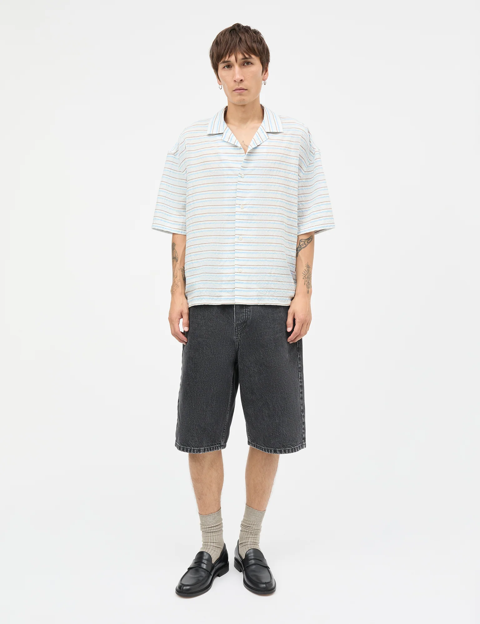 Stelo Resort Big Shirt, White/Cashmere Blue/Plaza Taup - Image 2