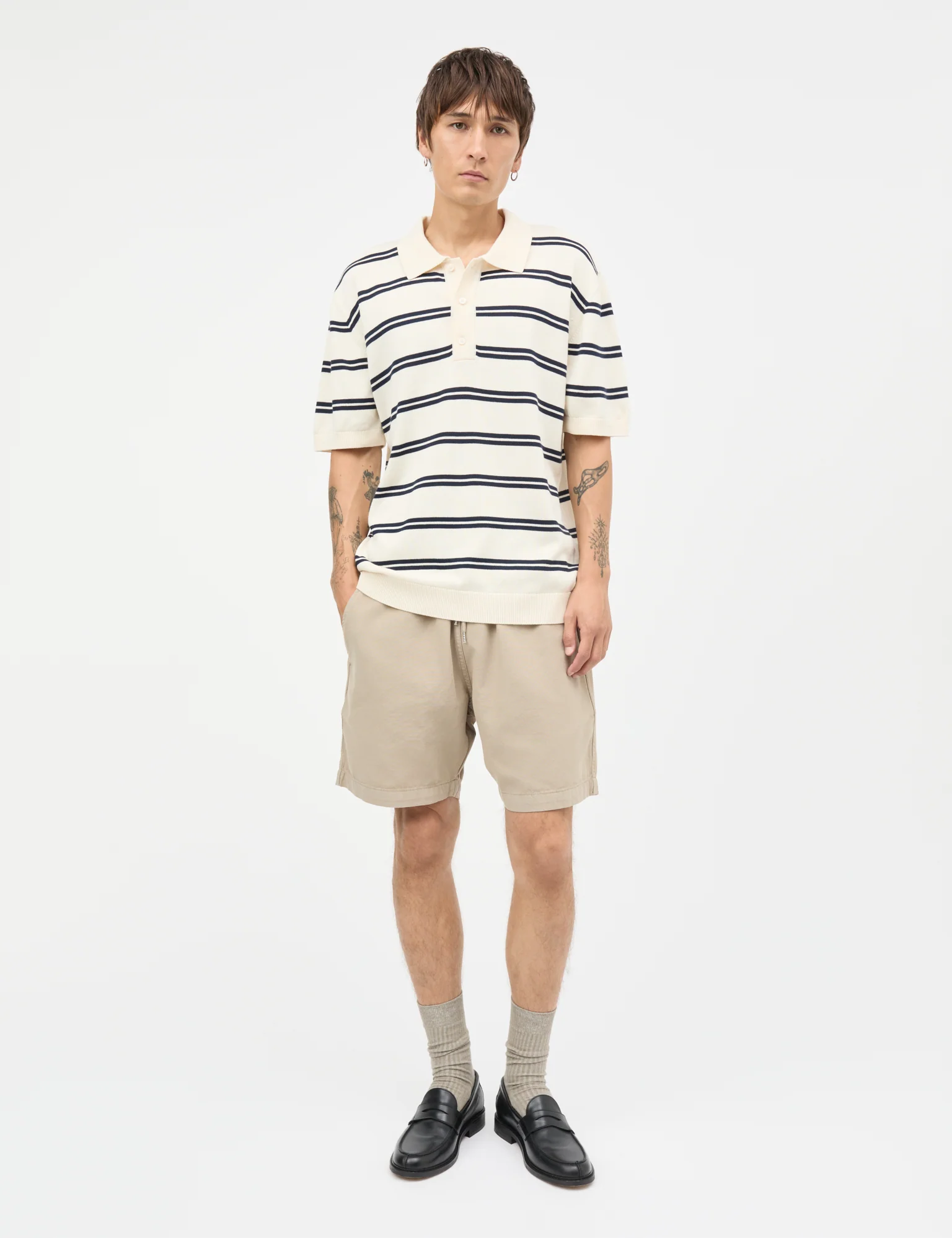 Tight Cotton Tristan Knit SS ST., Vanilla Ice/Sky Captain - Image 2