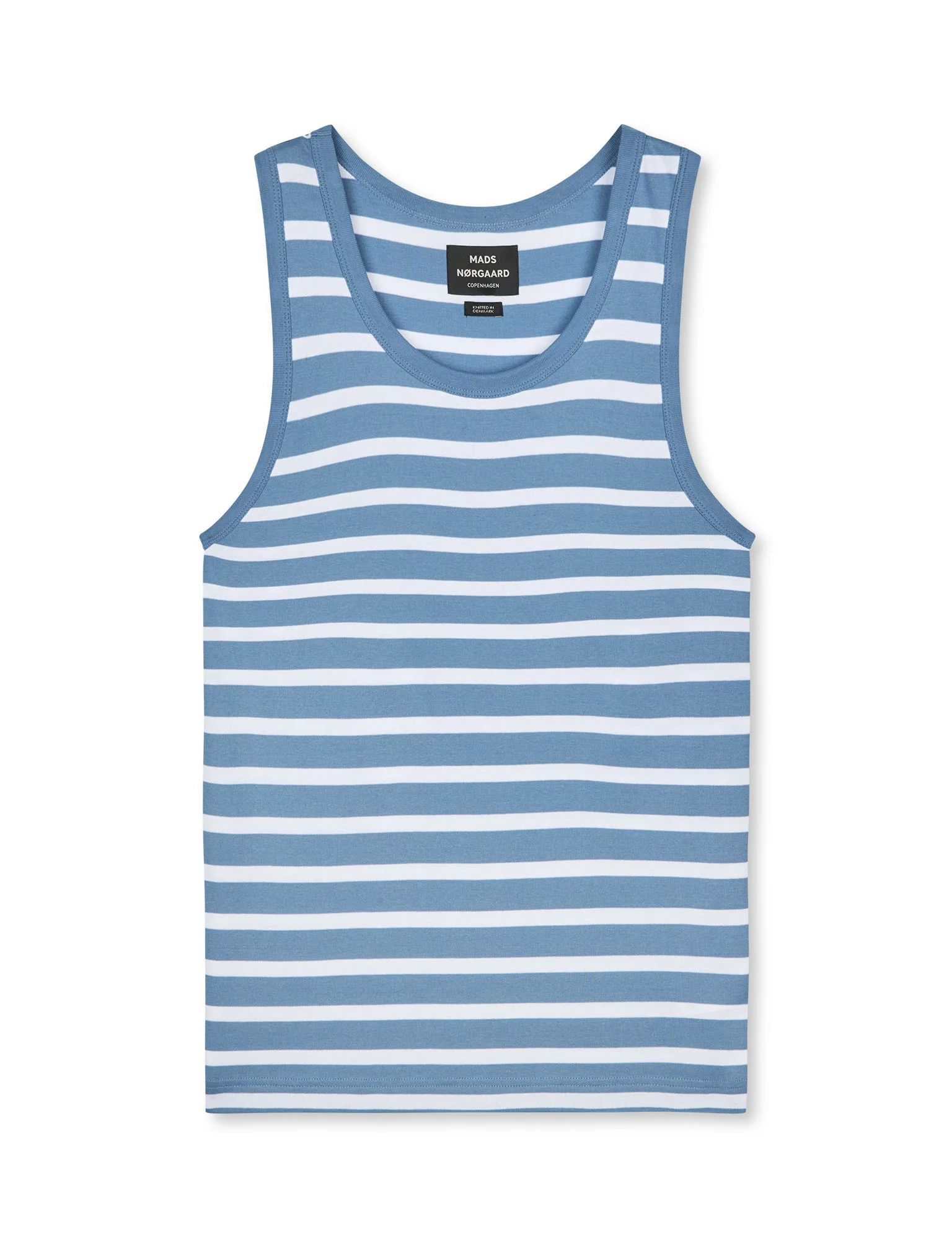 Trio Rib Tank Top, Riviera/White