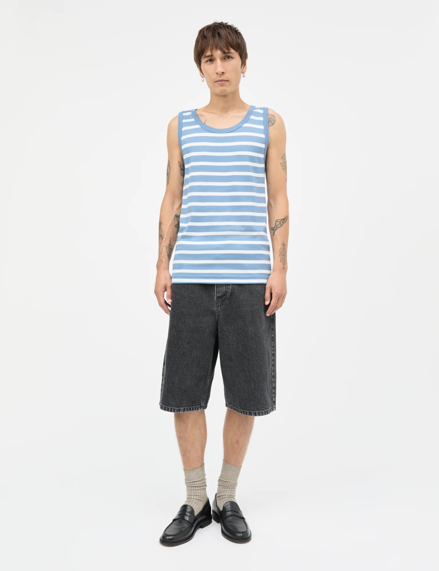 Trio Rib Tank Top, Riviera/White - Image 2