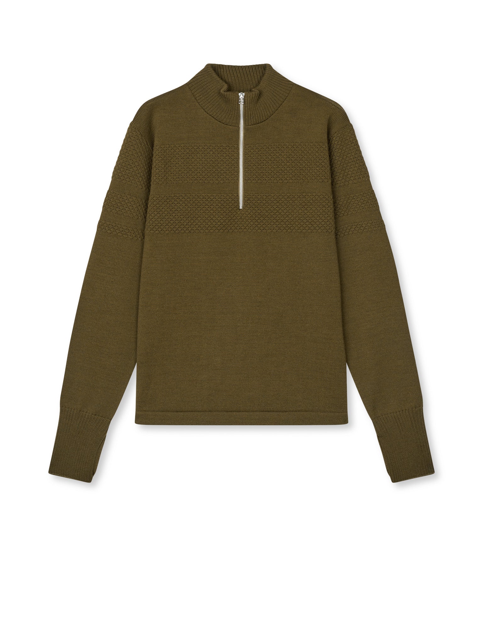 Wool Klemens Half Zip Knit, Beech