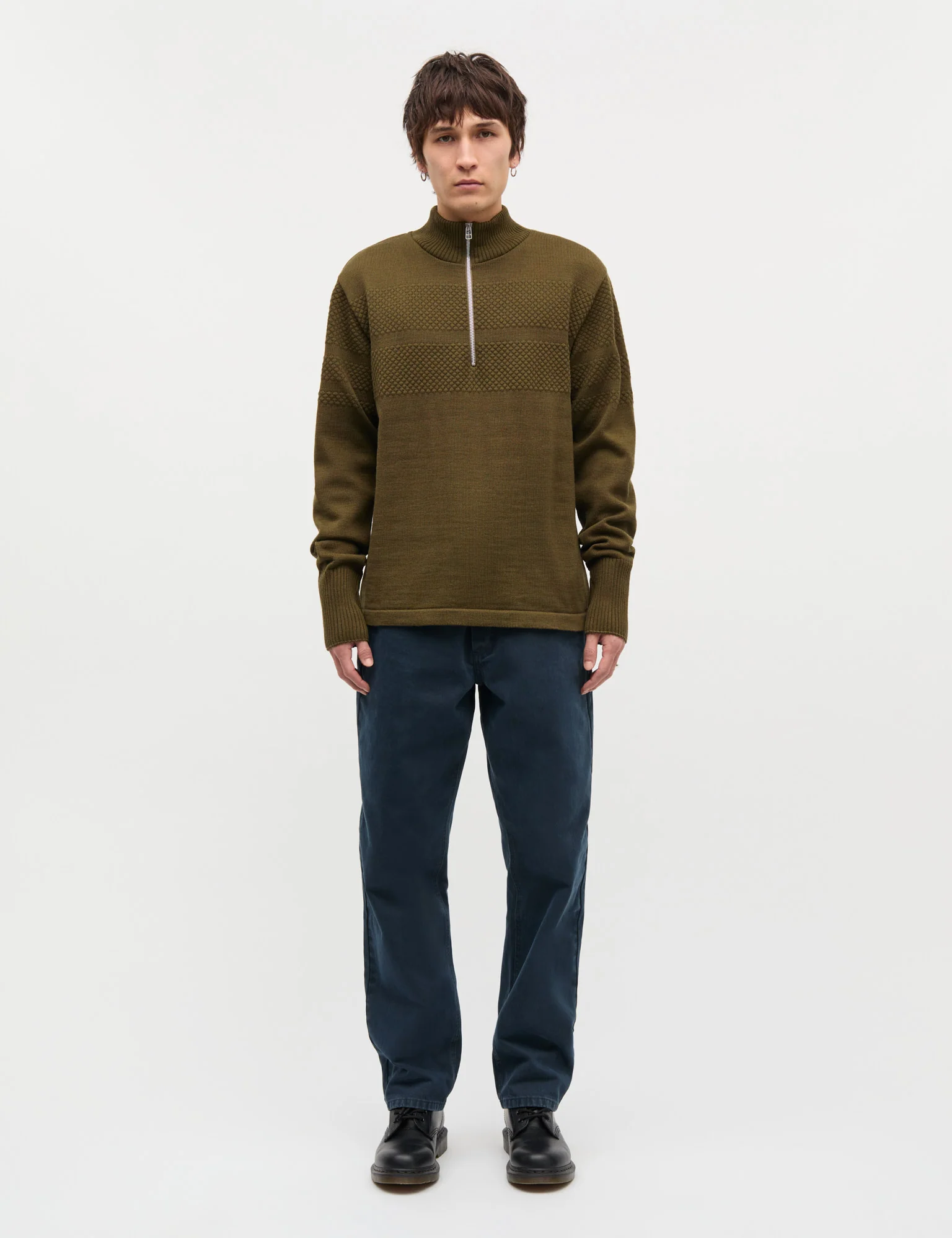 Wool Klemens Half Zip Knit, Beech - Image 2