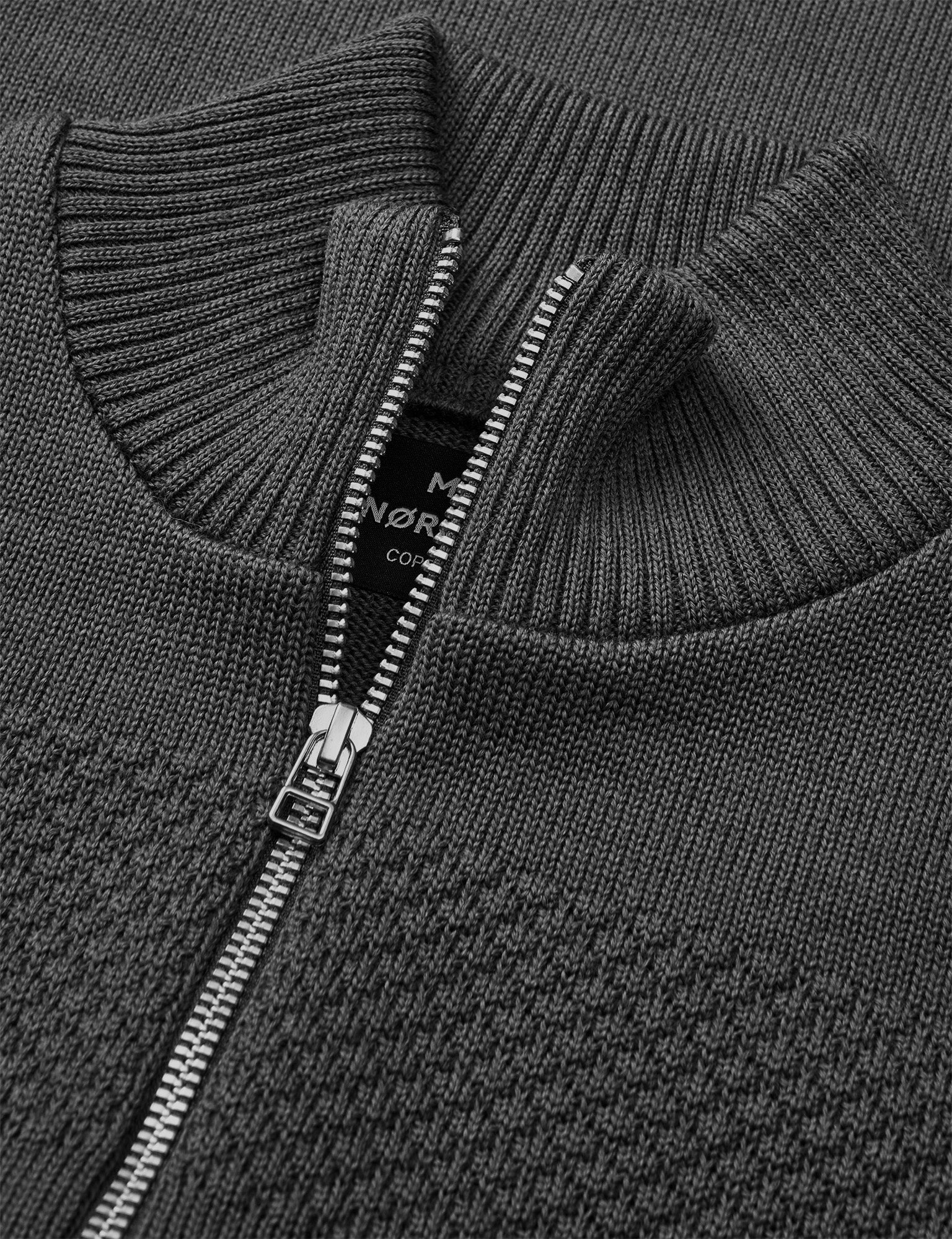 Wool Klemens Half Zip Knit, Charcoal Melange - Image 3