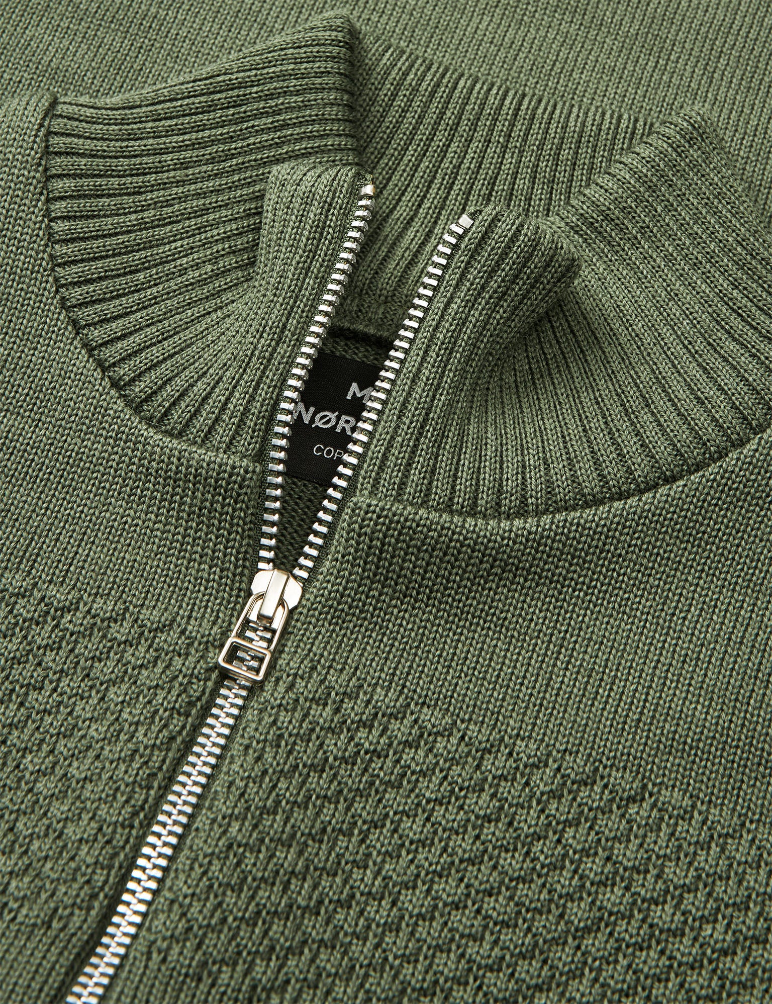 Wool Klemens Half Zip Knit, Four Leaf Clover - Image 2