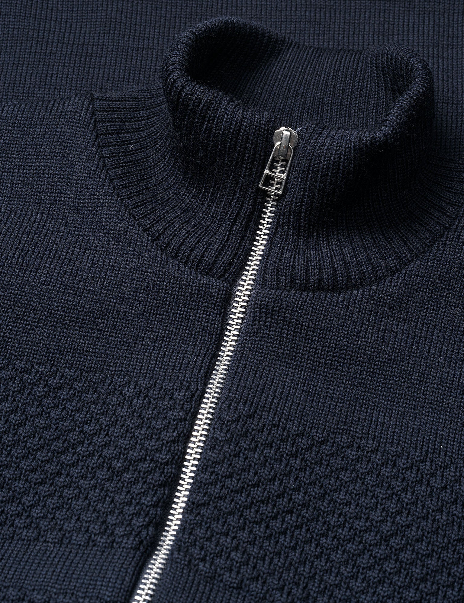 Wool Klemens Half Zip Knit, Sky Captain - Image 2