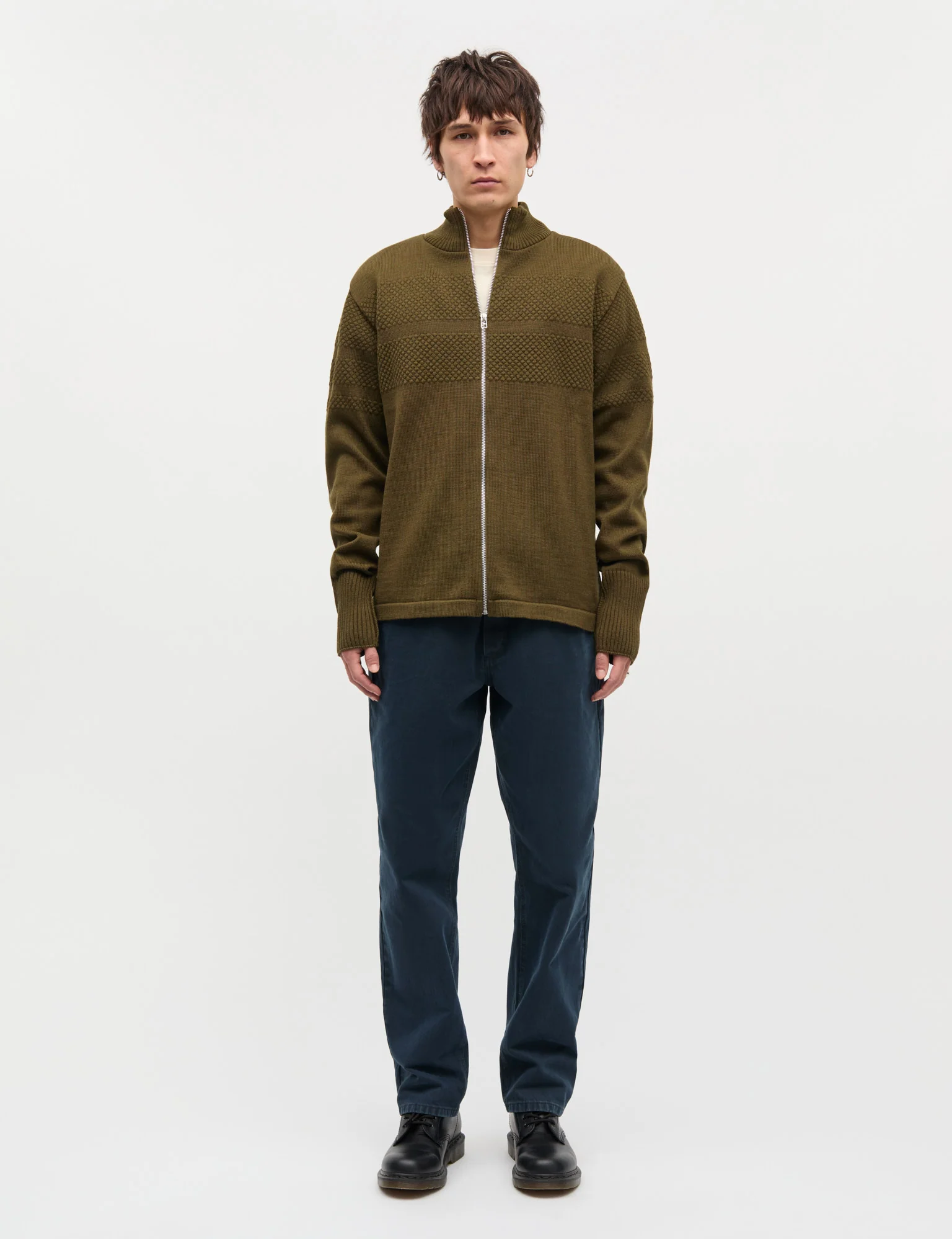 Wool Klemens Zip Knit, Beech - Image 2