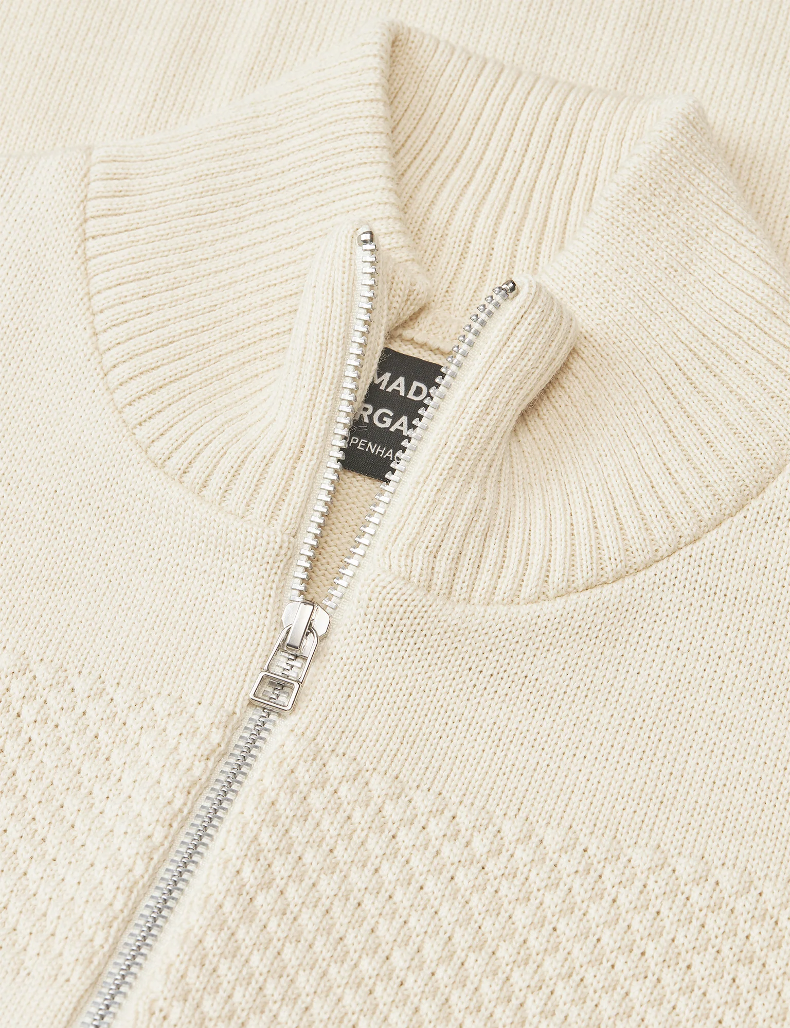 Wool Klemens Zip Knit, Vanilla Ice - Image 3