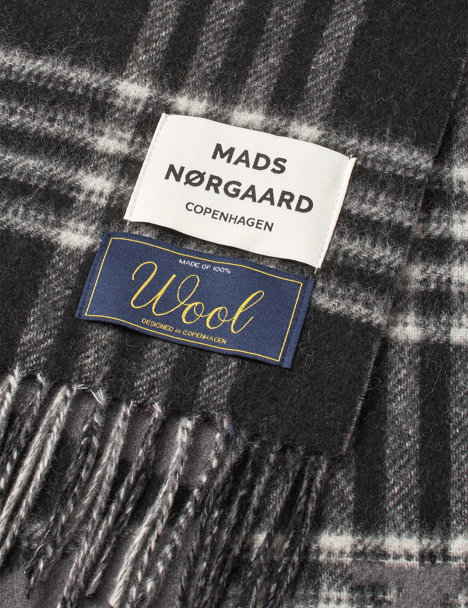 Woven Wool Logo Scarf, Black/Vanilla Ice - Image 2