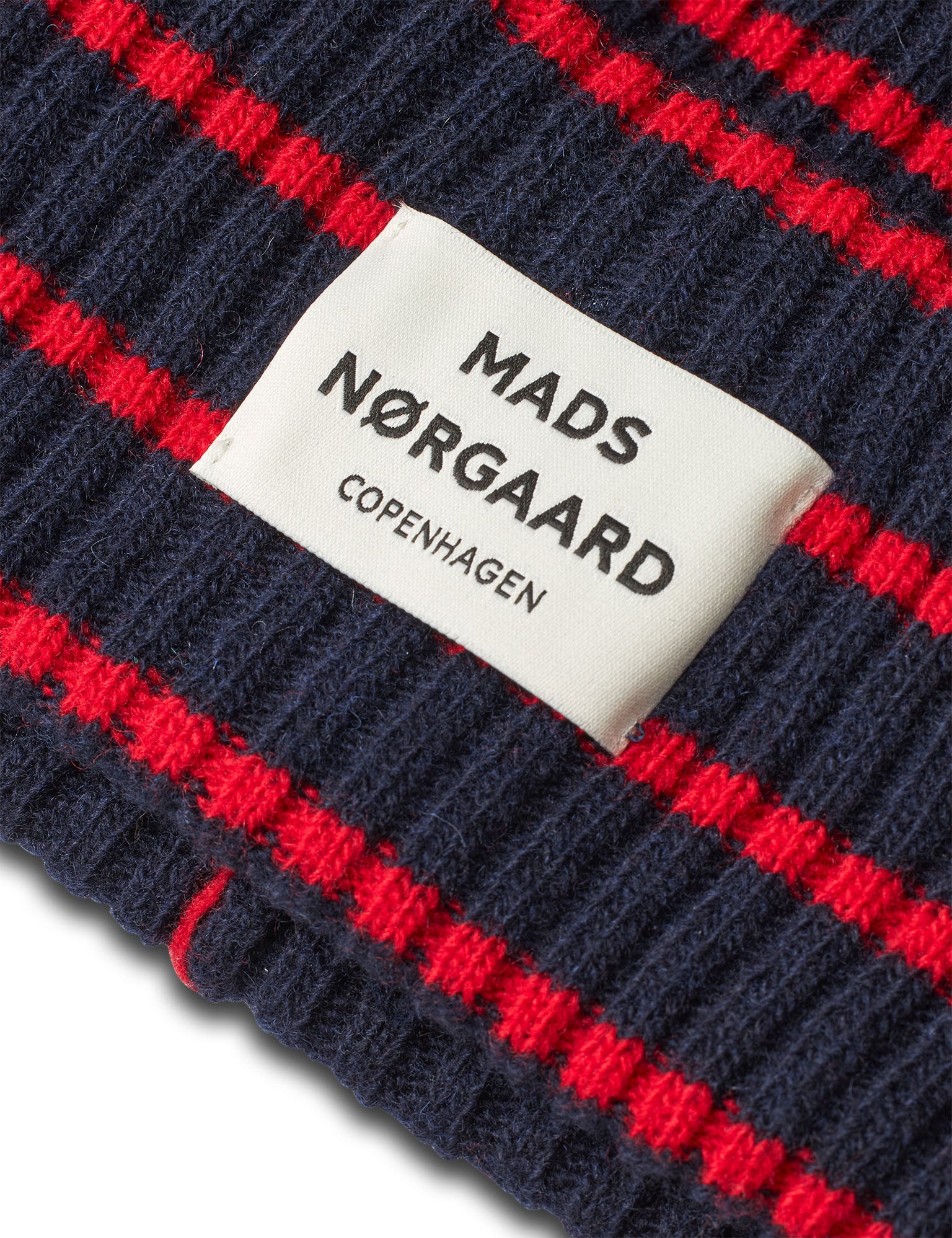 Yota Anju Stripe Beanie, Parisian Night/High Risk Red - Image 2